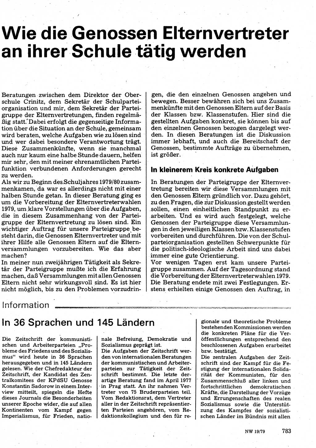 Neuer Weg (NW), Organ des Zentralkomitees (ZK) der SED (Sozialistische Einheitspartei Deutschlands) für Fragen des Parteilebens, 34. Jahrgang [Deutsche Demokratische Republik (DDR)] 1979, Seite 783 (NW ZK SED DDR 1979, S. 783)