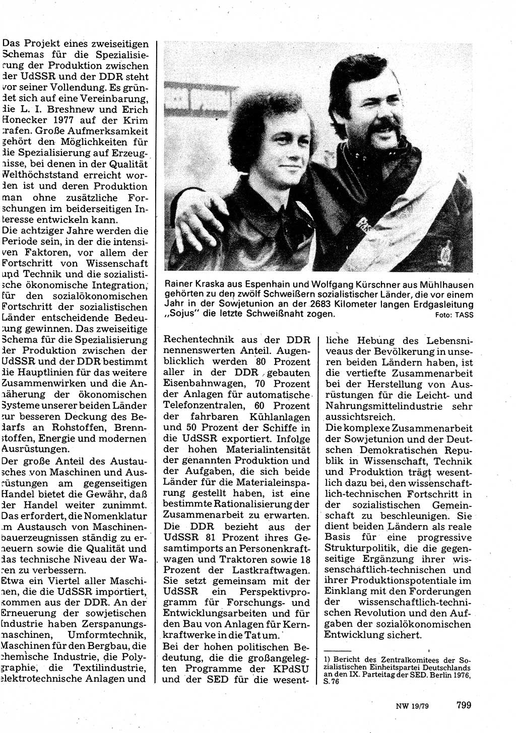 Neuer Weg (NW), Organ des Zentralkomitees (ZK) der SED (Sozialistische Einheitspartei Deutschlands) für Fragen des Parteilebens, 34. Jahrgang [Deutsche Demokratische Republik (DDR)] 1979, Seite 799 (NW ZK SED DDR 1979, S. 799)