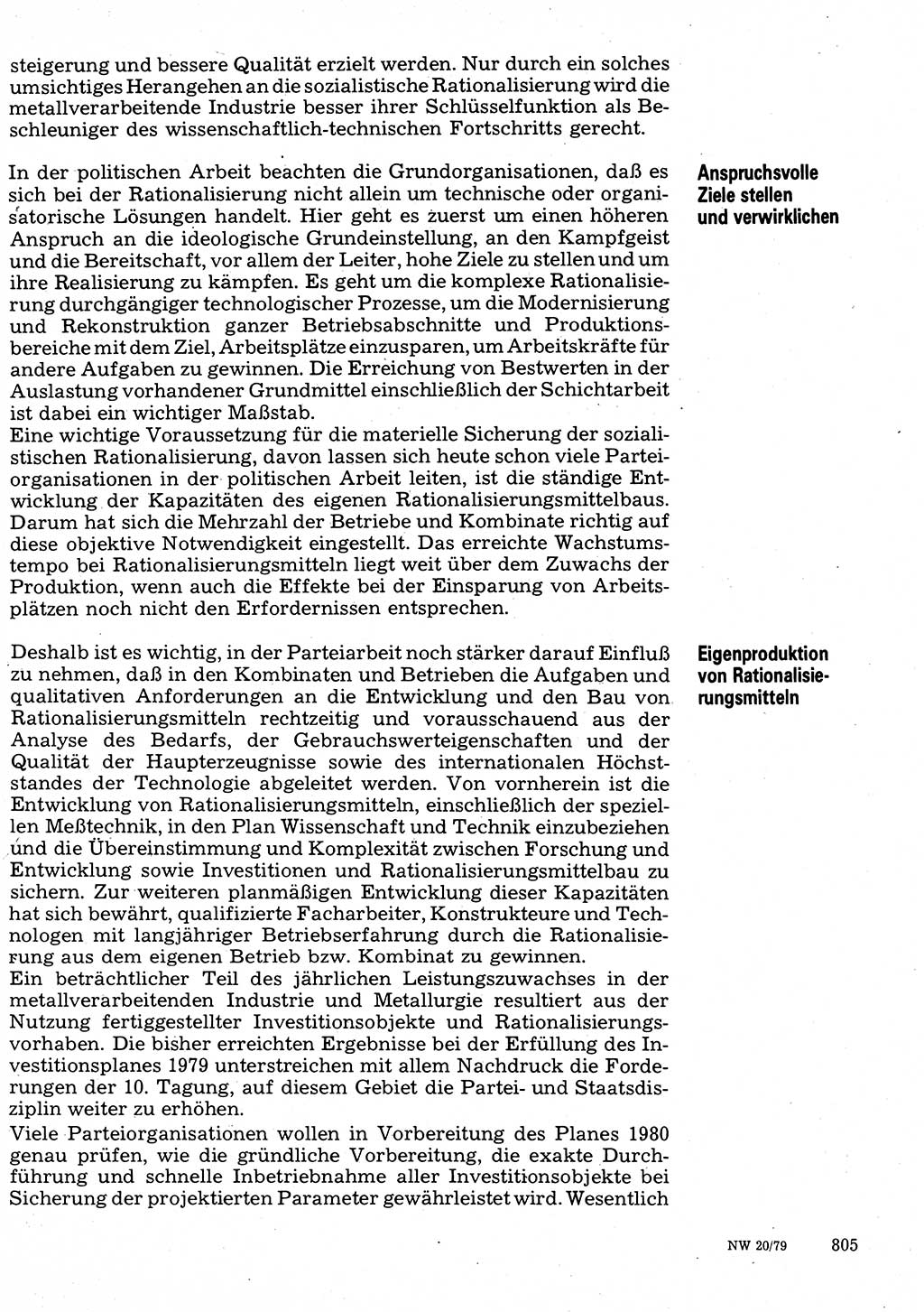 Neuer Weg (NW), Organ des Zentralkomitees (ZK) der SED (Sozialistische Einheitspartei Deutschlands) für Fragen des Parteilebens, 34. Jahrgang [Deutsche Demokratische Republik (DDR)] 1979, Seite 805 (NW ZK SED DDR 1979, S. 805)