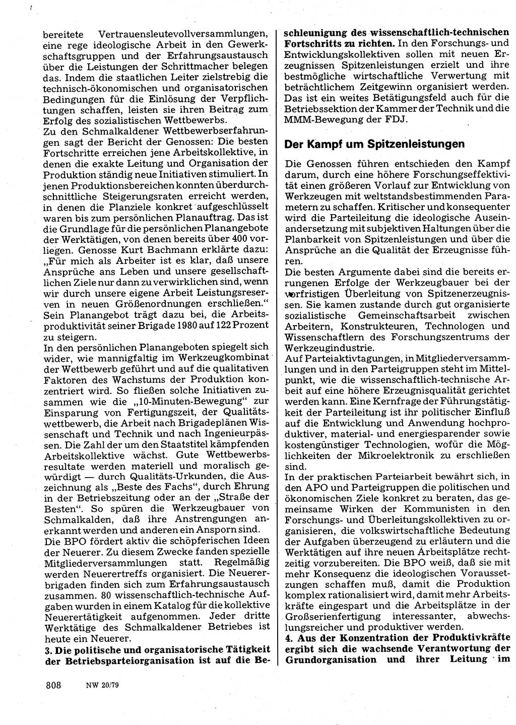 Neuer Weg (NW), Organ des Zentralkomitees (ZK) der SED (Sozialistische Einheitspartei Deutschlands) für Fragen des Parteilebens, 34. Jahrgang [Deutsche Demokratische Republik (DDR)] 1979, Seite 808 (NW ZK SED DDR 1979, S. 808)