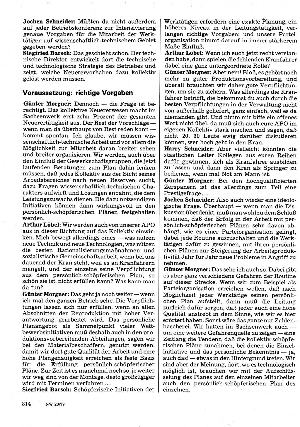 Neuer Weg (NW), Organ des Zentralkomitees (ZK) der SED (Sozialistische Einheitspartei Deutschlands) für Fragen des Parteilebens, 34. Jahrgang [Deutsche Demokratische Republik (DDR)] 1979, Seite 814 (NW ZK SED DDR 1979, S. 814)