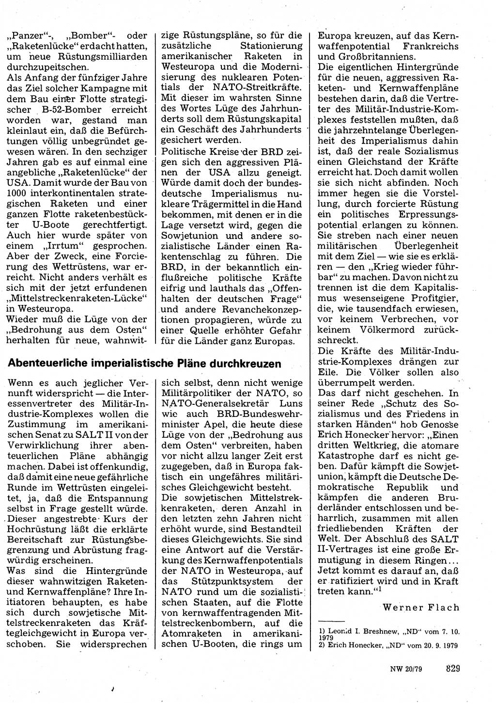 Neuer Weg (NW), Organ des Zentralkomitees (ZK) der SED (Sozialistische Einheitspartei Deutschlands) für Fragen des Parteilebens, 34. Jahrgang [Deutsche Demokratische Republik (DDR)] 1979, Seite 829 (NW ZK SED DDR 1979, S. 829)