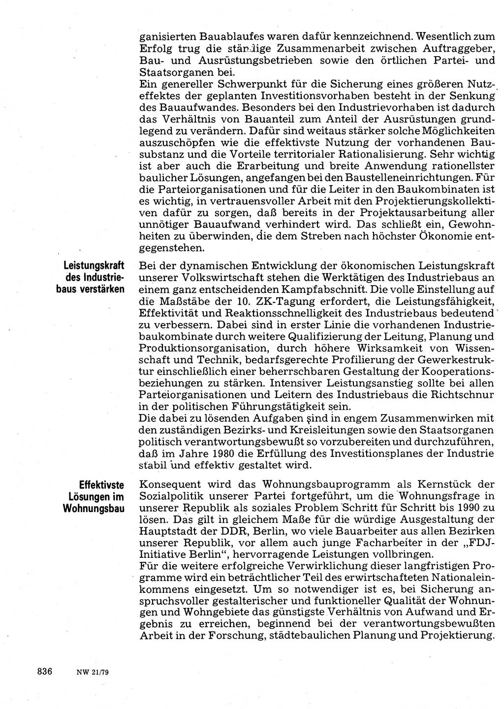 Neuer Weg (NW), Organ des Zentralkomitees (ZK) der SED (Sozialistische Einheitspartei Deutschlands) für Fragen des Parteilebens, 34. Jahrgang [Deutsche Demokratische Republik (DDR)] 1979, Seite 836 (NW ZK SED DDR 1979, S. 836)