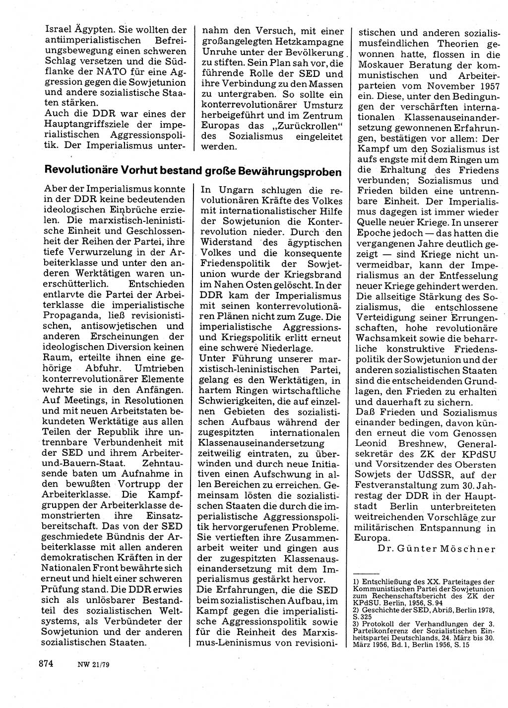 Neuer Weg (NW), Organ des Zentralkomitees (ZK) der SED (Sozialistische Einheitspartei Deutschlands) für Fragen des Parteilebens, 34. Jahrgang [Deutsche Demokratische Republik (DDR)] 1979, Seite 874 (NW ZK SED DDR 1979, S. 874)