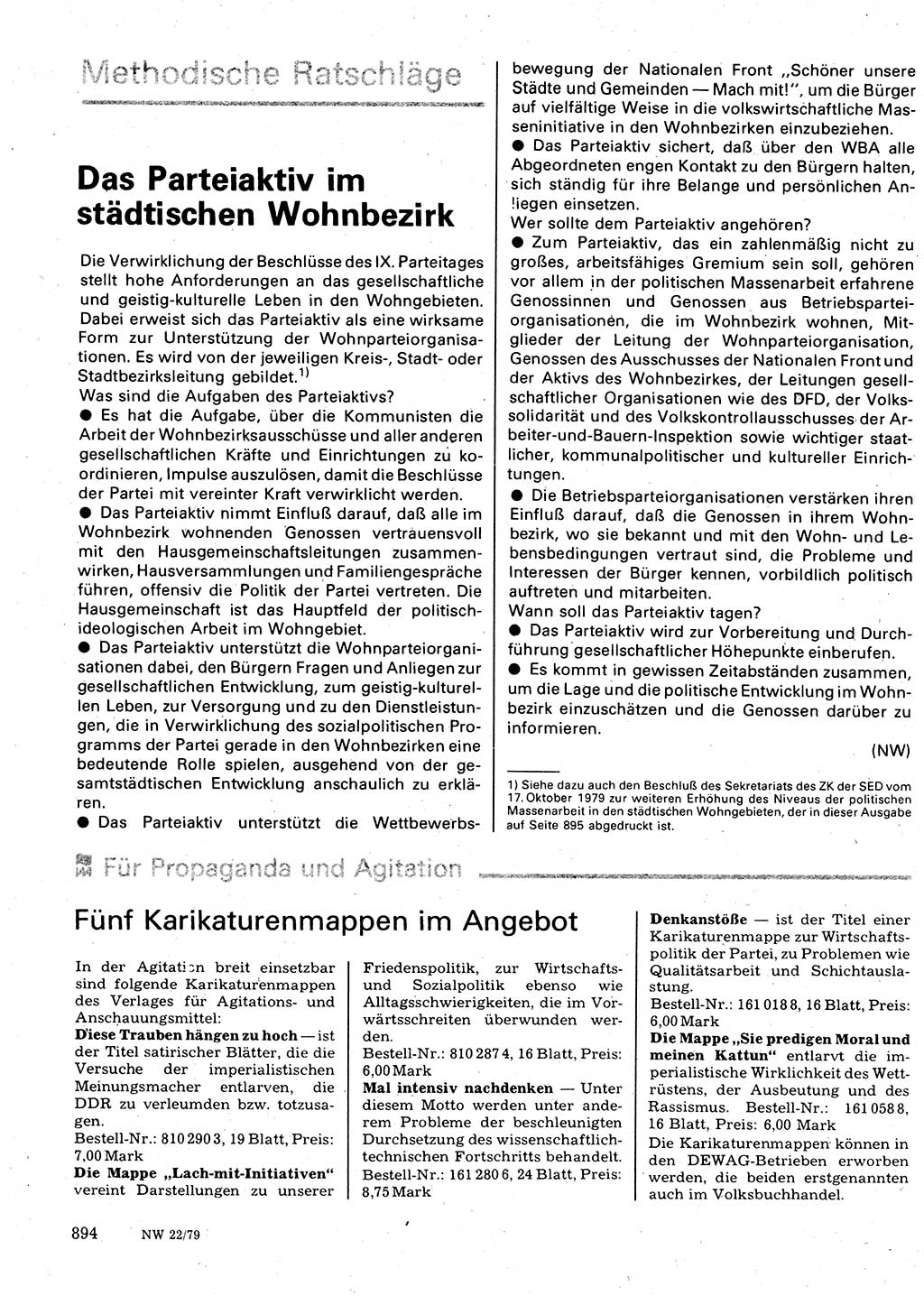 Neuer Weg (NW), Organ des Zentralkomitees (ZK) der SED (Sozialistische Einheitspartei Deutschlands) für Fragen des Parteilebens, 34. Jahrgang [Deutsche Demokratische Republik (DDR)] 1979, Seite 894 (NW ZK SED DDR 1979, S. 894)