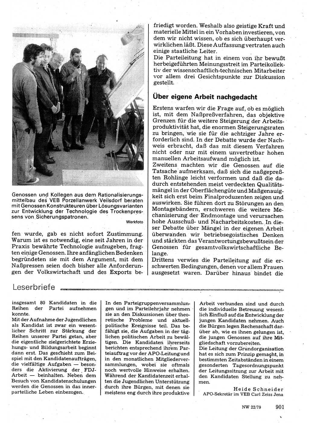 Neuer Weg (NW), Organ des Zentralkomitees (ZK) der SED (Sozialistische Einheitspartei Deutschlands) für Fragen des Parteilebens, 34. Jahrgang [Deutsche Demokratische Republik (DDR)] 1979, Seite 901 (NW ZK SED DDR 1979, S. 901)