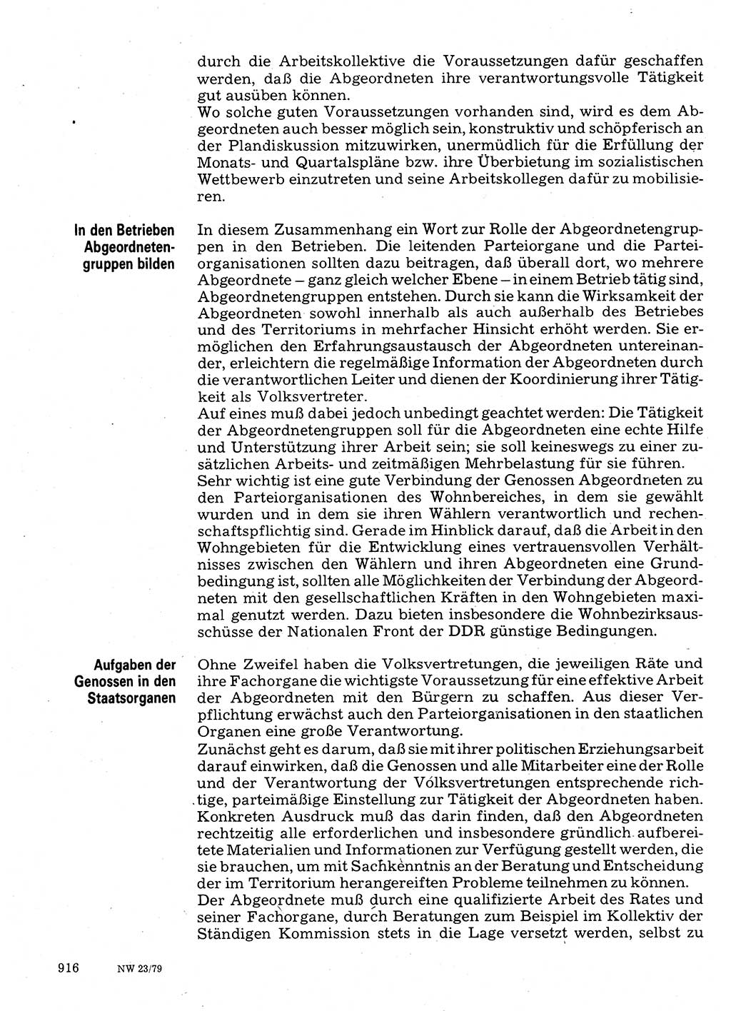 Neuer Weg (NW), Organ des Zentralkomitees (ZK) der SED (Sozialistische Einheitspartei Deutschlands) für Fragen des Parteilebens, 34. Jahrgang [Deutsche Demokratische Republik (DDR)] 1979, Seite 916 (NW ZK SED DDR 1979, S. 916)