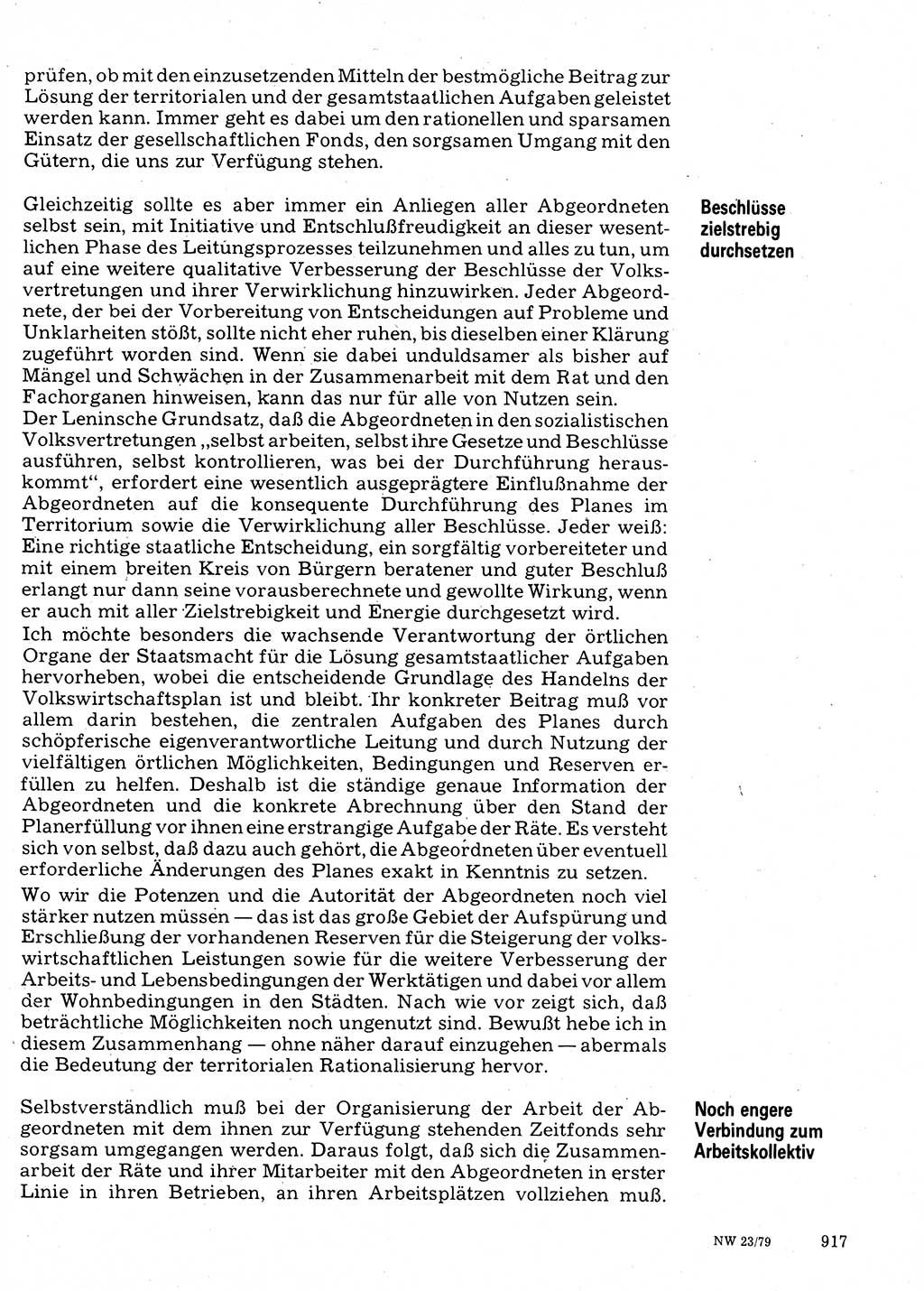 Neuer Weg (NW), Organ des Zentralkomitees (ZK) der SED (Sozialistische Einheitspartei Deutschlands) für Fragen des Parteilebens, 34. Jahrgang [Deutsche Demokratische Republik (DDR)] 1979, Seite 917 (NW ZK SED DDR 1979, S. 917)
