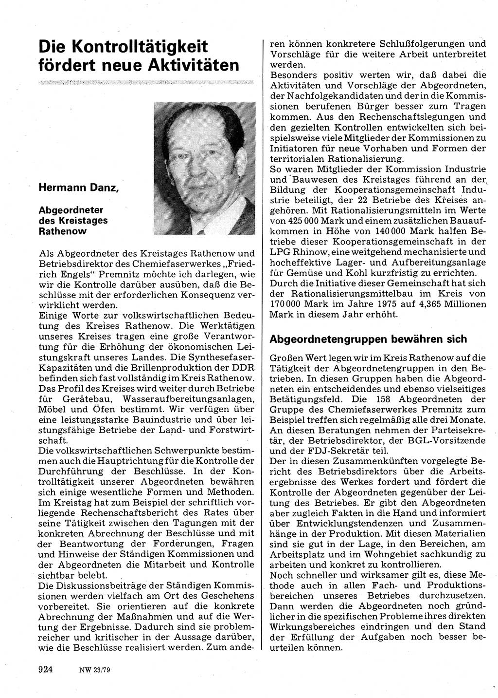 Neuer Weg (NW), Organ des Zentralkomitees (ZK) der SED (Sozialistische Einheitspartei Deutschlands) für Fragen des Parteilebens, 34. Jahrgang [Deutsche Demokratische Republik (DDR)] 1979, Seite 924 (NW ZK SED DDR 1979, S. 924)