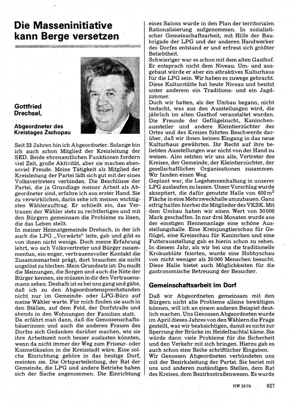 Neuer Weg (NW), Organ des Zentralkomitees (ZK) der SED (Sozialistische Einheitspartei Deutschlands) für Fragen des Parteilebens, 34. Jahrgang [Deutsche Demokratische Republik (DDR)] 1979, Seite 927 (NW ZK SED DDR 1979, S. 927)