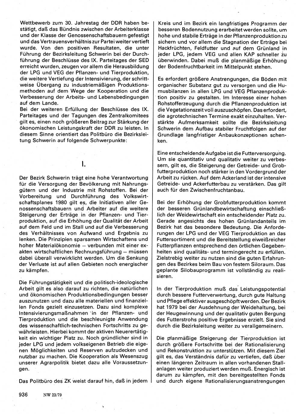 Neuer Weg (NW), Organ des Zentralkomitees (ZK) der SED (Sozialistische Einheitspartei Deutschlands) für Fragen des Parteilebens, 34. Jahrgang [Deutsche Demokratische Republik (DDR)] 1979, Seite 936 (NW ZK SED DDR 1979, S. 936)