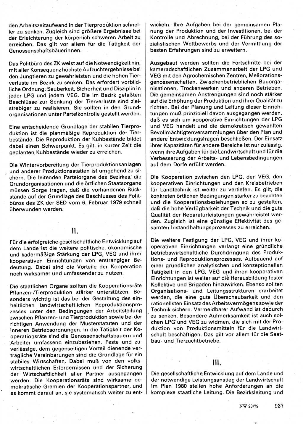 Neuer Weg (NW), Organ des Zentralkomitees (ZK) der SED (Sozialistische Einheitspartei Deutschlands) für Fragen des Parteilebens, 34. Jahrgang [Deutsche Demokratische Republik (DDR)] 1979, Seite 937 (NW ZK SED DDR 1979, S. 937)