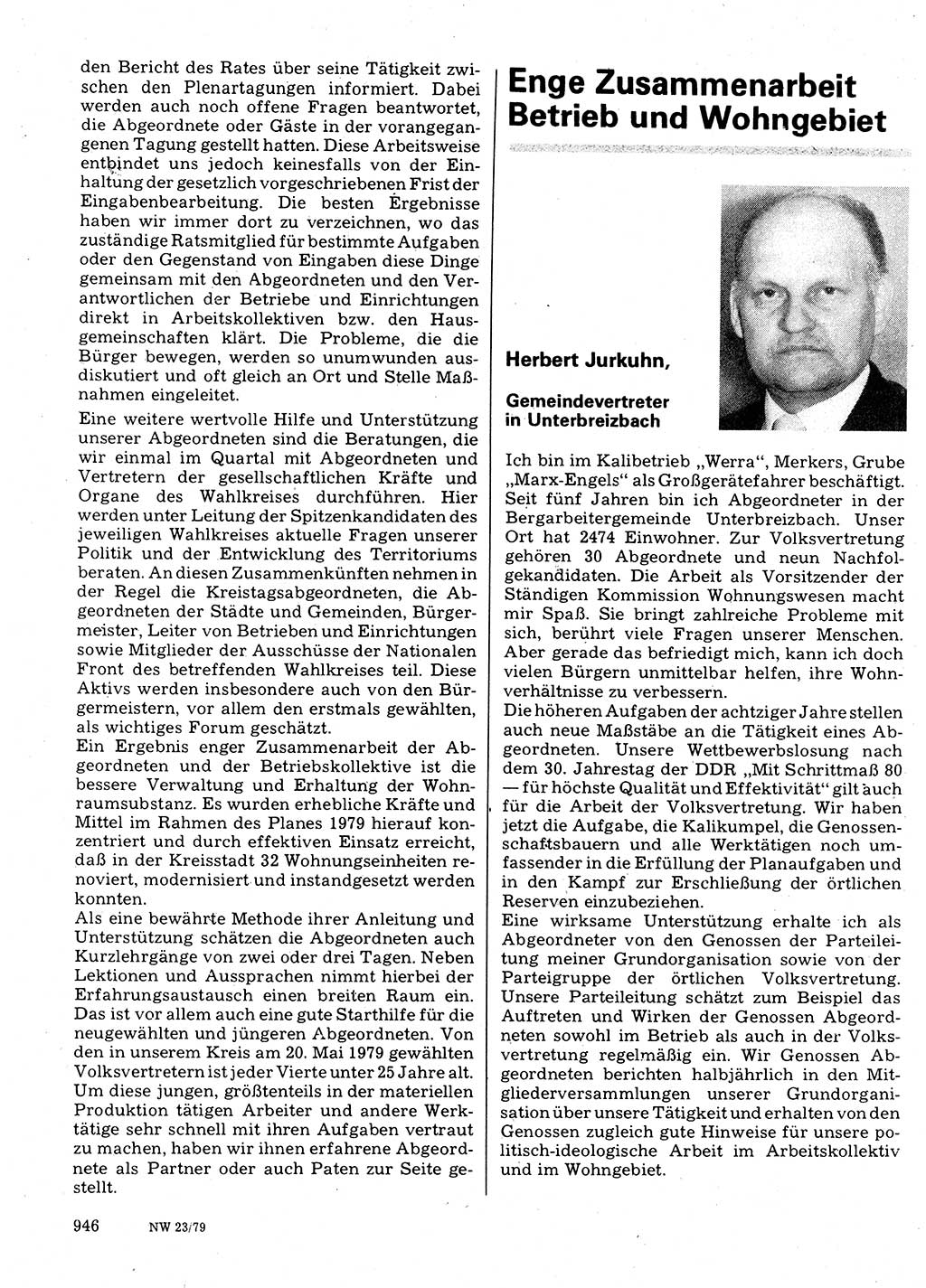 Neuer Weg (NW), Organ des Zentralkomitees (ZK) der SED (Sozialistische Einheitspartei Deutschlands) für Fragen des Parteilebens, 34. Jahrgang [Deutsche Demokratische Republik (DDR)] 1979, Seite 946 (NW ZK SED DDR 1979, S. 946)