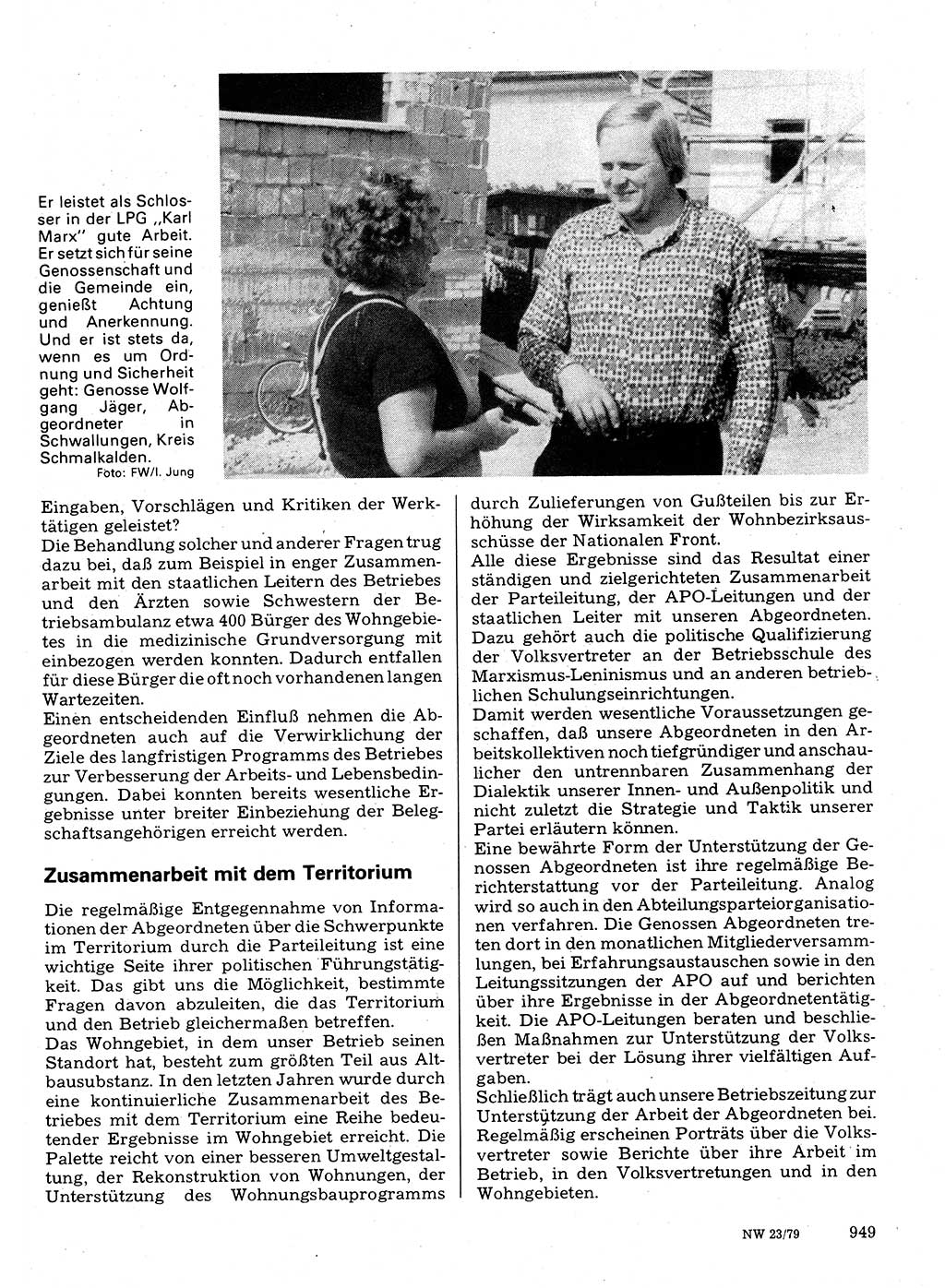 Neuer Weg (NW), Organ des Zentralkomitees (ZK) der SED (Sozialistische Einheitspartei Deutschlands) für Fragen des Parteilebens, 34. Jahrgang [Deutsche Demokratische Republik (DDR)] 1979, Seite 949 (NW ZK SED DDR 1979, S. 949)