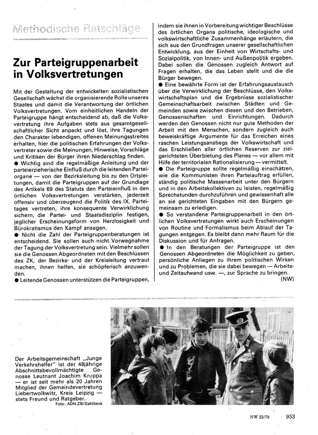 Neuer Weg (NW), Organ des Zentralkomitees (ZK) der SED (Sozialistische Einheitspartei Deutschlands) für Fragen des Parteilebens, 34. Jahrgang [Deutsche Demokratische Republik (DDR)] 1979, Seite 953 (NW ZK SED DDR 1979, S. 953)