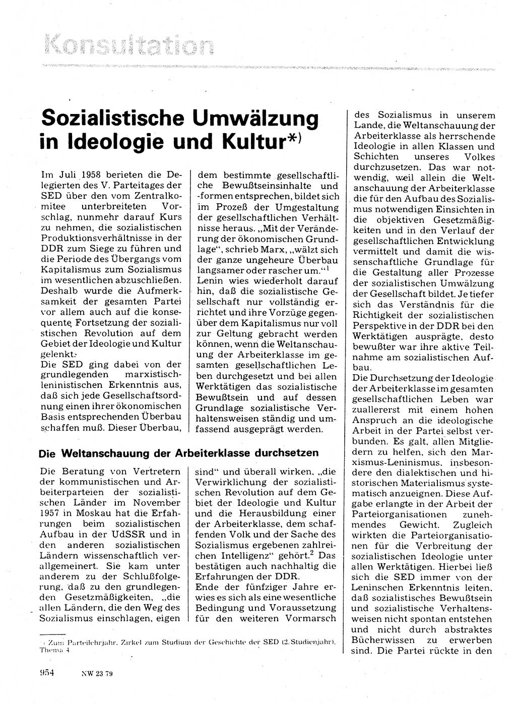 Neuer Weg (NW), Organ des Zentralkomitees (ZK) der SED (Sozialistische Einheitspartei Deutschlands) für Fragen des Parteilebens, 34. Jahrgang [Deutsche Demokratische Republik (DDR)] 1979, Seite 954 (NW ZK SED DDR 1979, S. 954)