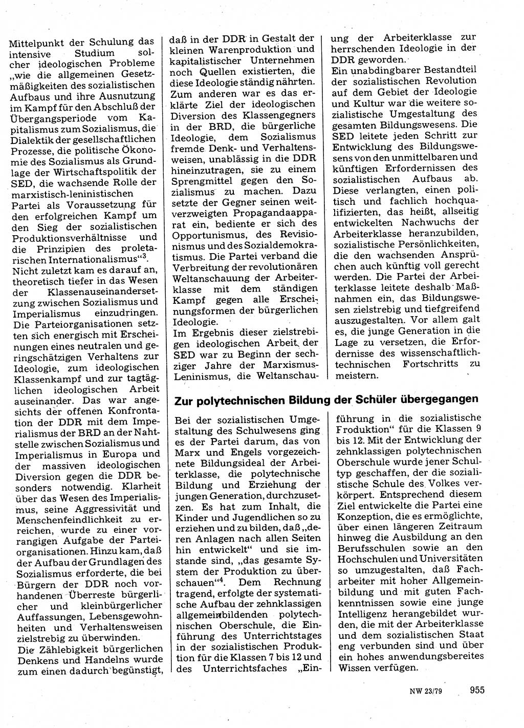 Neuer Weg (NW), Organ des Zentralkomitees (ZK) der SED (Sozialistische Einheitspartei Deutschlands) für Fragen des Parteilebens, 34. Jahrgang [Deutsche Demokratische Republik (DDR)] 1979, Seite 955 (NW ZK SED DDR 1979, S. 955)