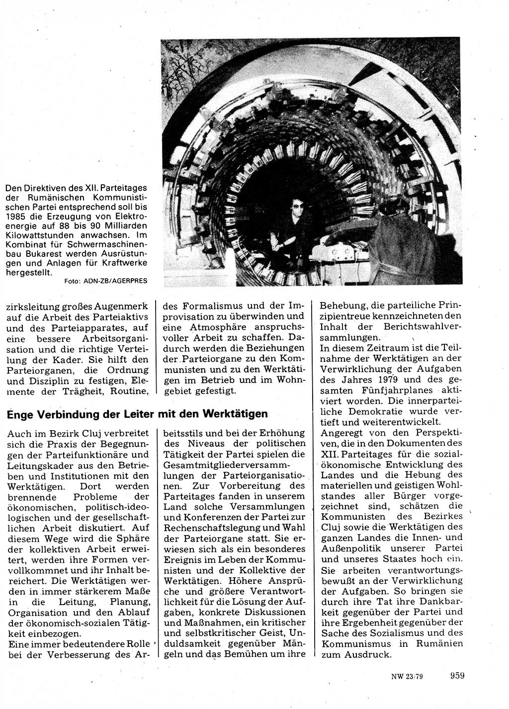 Neuer Weg (NW), Organ des Zentralkomitees (ZK) der SED (Sozialistische Einheitspartei Deutschlands) für Fragen des Parteilebens, 34. Jahrgang [Deutsche Demokratische Republik (DDR)] 1979, Seite 959 (NW ZK SED DDR 1979, S. 959)