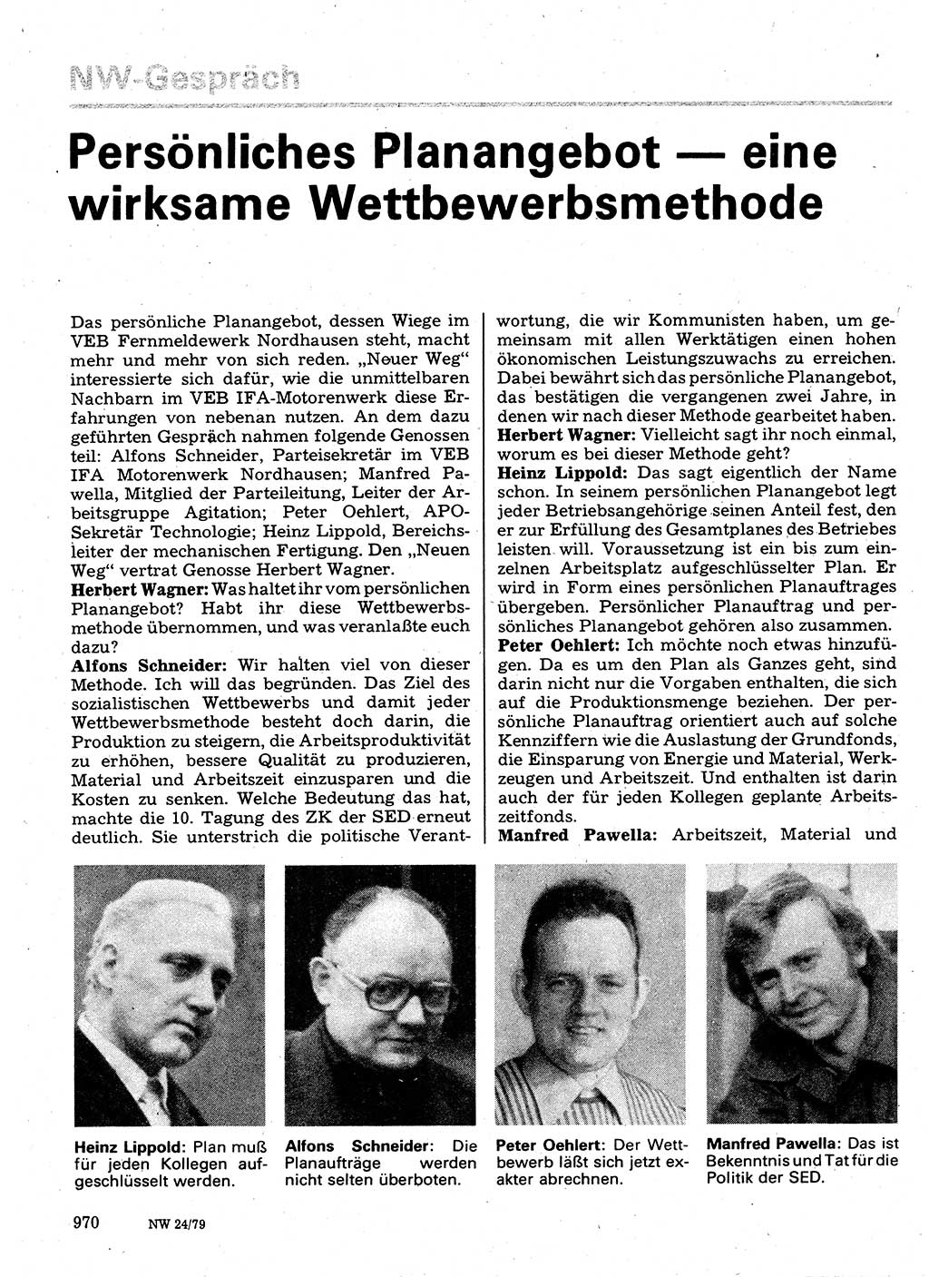 Neuer Weg (NW), Organ des Zentralkomitees (ZK) der SED (Sozialistische Einheitspartei Deutschlands) für Fragen des Parteilebens, 34. Jahrgang [Deutsche Demokratische Republik (DDR)] 1979, Seite 970 (NW ZK SED DDR 1979, S. 970)