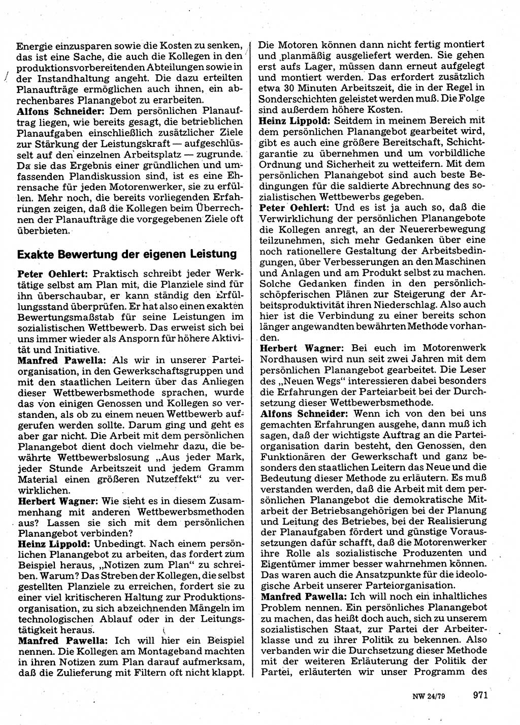 Neuer Weg (NW), Organ des Zentralkomitees (ZK) der SED (Sozialistische Einheitspartei Deutschlands) für Fragen des Parteilebens, 34. Jahrgang [Deutsche Demokratische Republik (DDR)] 1979, Seite 971 (NW ZK SED DDR 1979, S. 971)