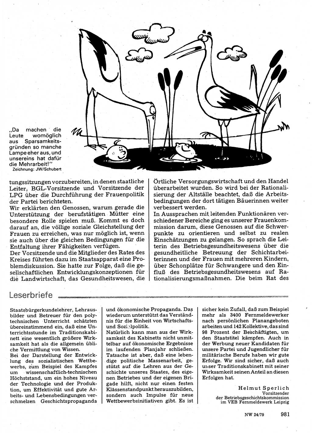 Neuer Weg (NW), Organ des Zentralkomitees (ZK) der SED (Sozialistische Einheitspartei Deutschlands) für Fragen des Parteilebens, 34. Jahrgang [Deutsche Demokratische Republik (DDR)] 1979, Seite 981 (NW ZK SED DDR 1979, S. 981)