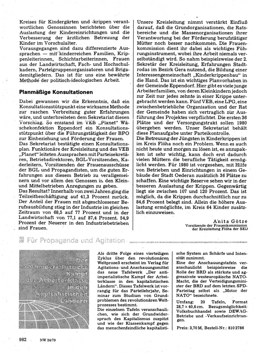Neuer Weg (NW), Organ des Zentralkomitees (ZK) der SED (Sozialistische Einheitspartei Deutschlands) für Fragen des Parteilebens, 34. Jahrgang [Deutsche Demokratische Republik (DDR)] 1979, Seite 982 (NW ZK SED DDR 1979, S. 982)
