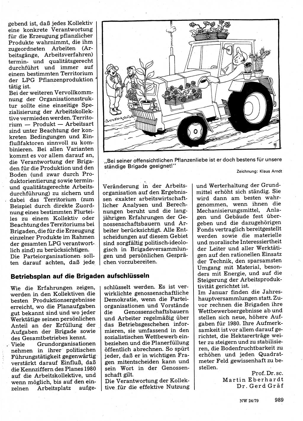 Neuer Weg (NW), Organ des Zentralkomitees (ZK) der SED (Sozialistische Einheitspartei Deutschlands) für Fragen des Parteilebens, 34. Jahrgang [Deutsche Demokratische Republik (DDR)] 1979, Seite 989 (NW ZK SED DDR 1979, S. 989)