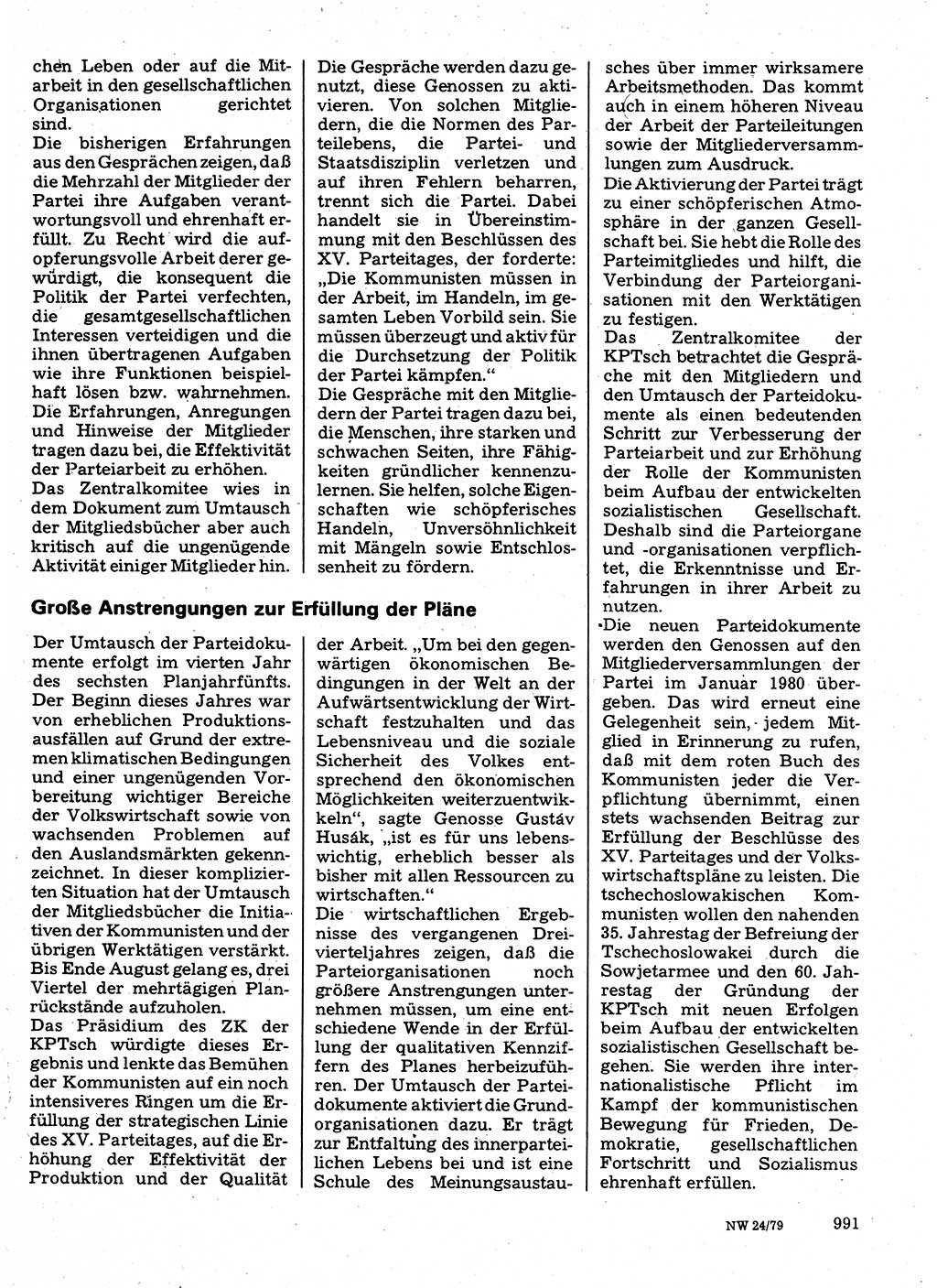 Neuer Weg (NW), Organ des Zentralkomitees (ZK) der SED (Sozialistische Einheitspartei Deutschlands) für Fragen des Parteilebens, 34. Jahrgang [Deutsche Demokratische Republik (DDR)] 1979, Seite 991 (NW ZK SED DDR 1979, S. 991)