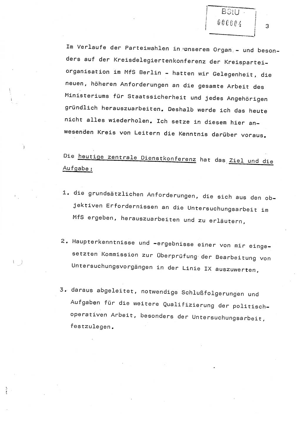 Referat (Generaloberst Erich Mielke) auf der Zentralen Dienstkonferenz am 24.5.1979 [Ministerium für Staatssicherheit (MfS), Deutsche Demokratische Republik (DDR), Der Minister], Berlin 1979, Seite 3 (Ref. DK DDR MfS Min. /79 1979, S. 3)