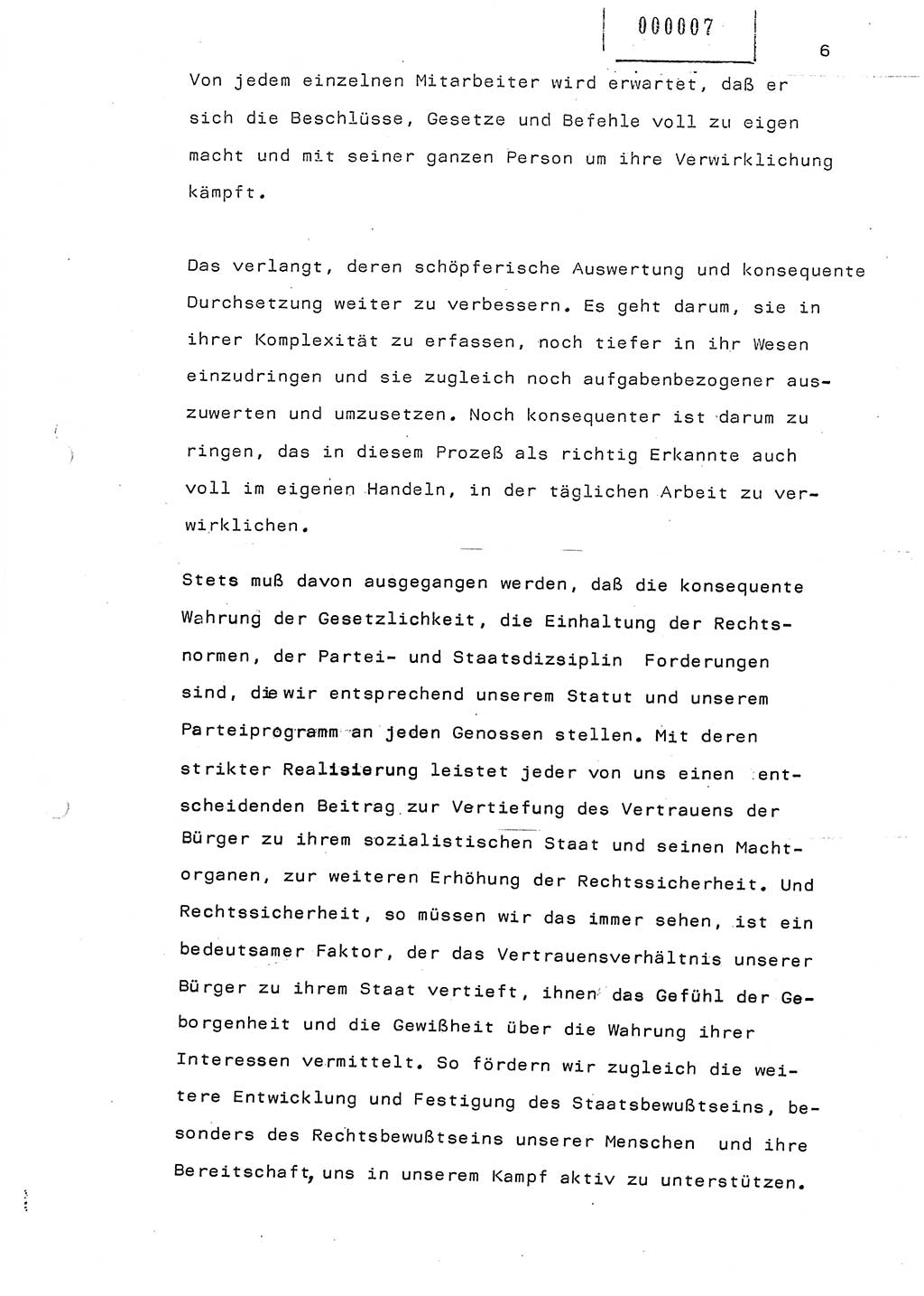 Referat (Generaloberst Erich Mielke) auf der Zentralen Dienstkonferenz am 24.5.1979 [Ministerium für Staatssicherheit (MfS), Deutsche Demokratische Republik (DDR), Der Minister], Berlin 1979, Seite 6 (Ref. DK DDR MfS Min. /79 1979, S. 6)