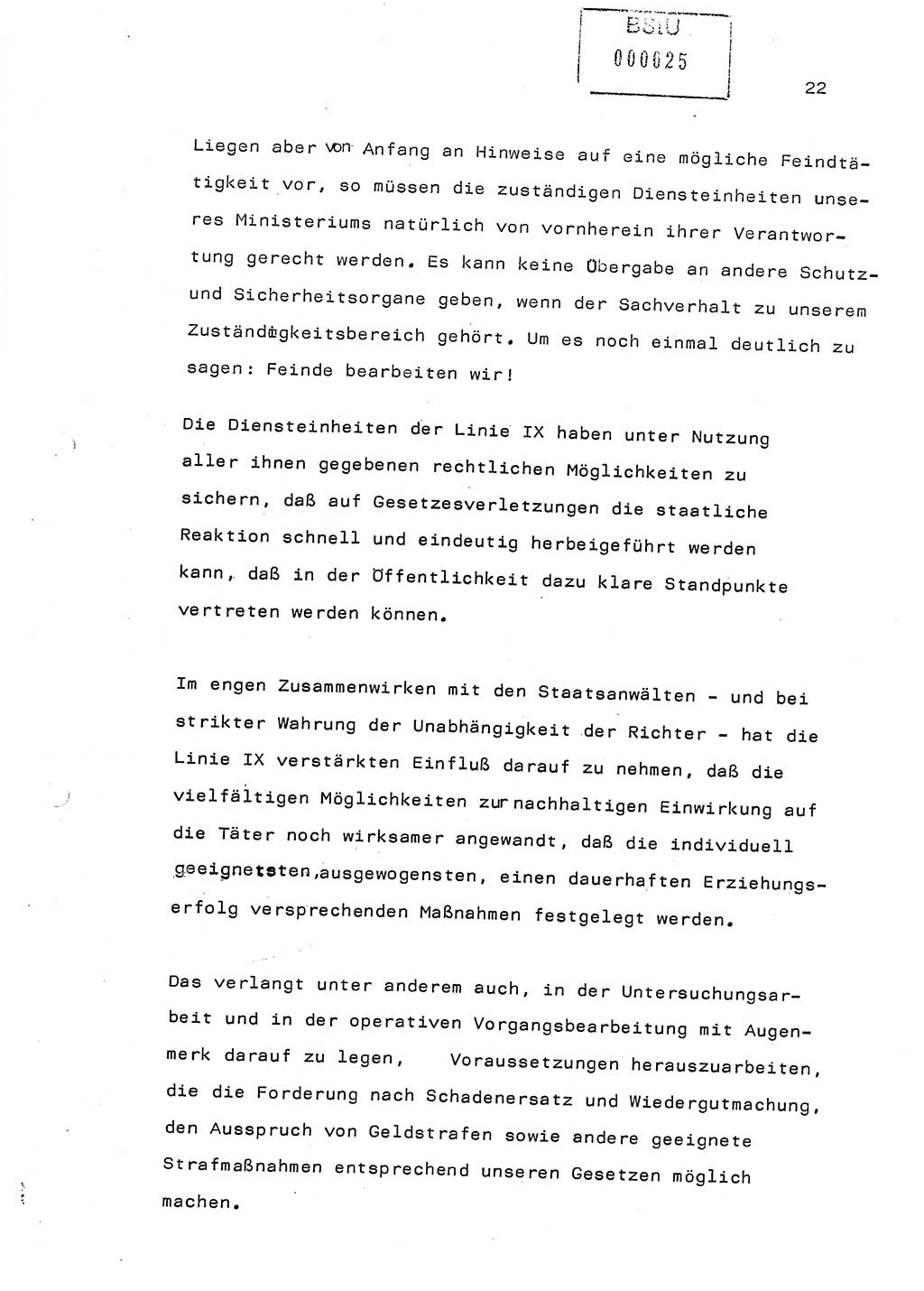 Referat (Generaloberst Erich Mielke) auf der Zentralen Dienstkonferenz am 24.5.1979 [Ministerium für Staatssicherheit (MfS), Deutsche Demokratische Republik (DDR), Der Minister], Berlin 1979, Seite 22 (Ref. DK DDR MfS Min. /79 1979, S. 22)
