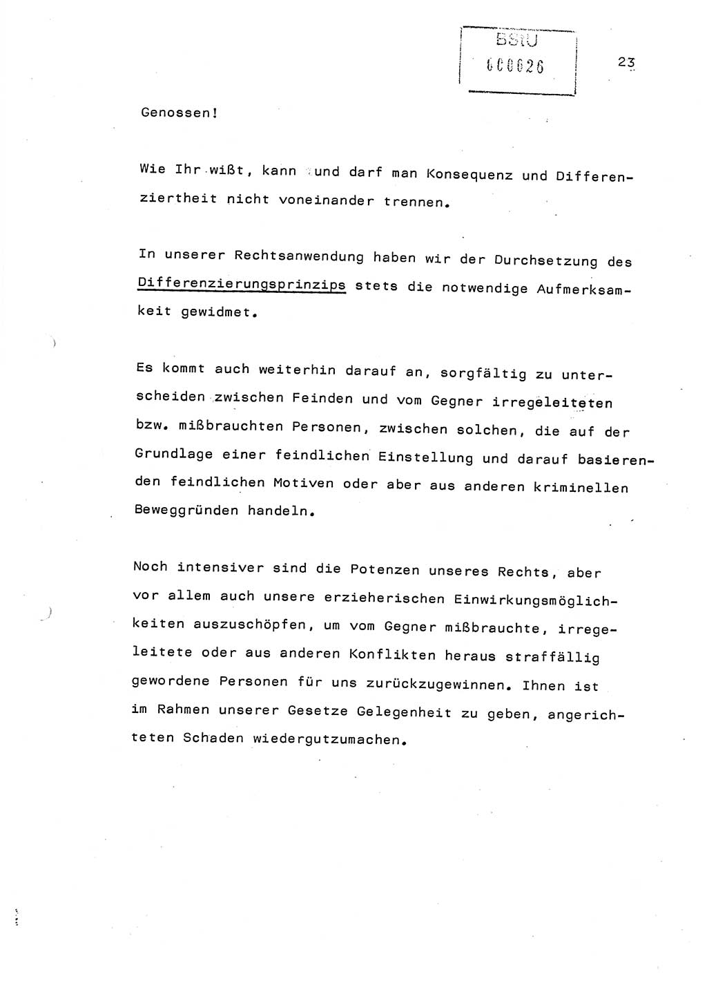 Referat (Generaloberst Erich Mielke) auf der Zentralen Dienstkonferenz am 24.5.1979 [Ministerium für Staatssicherheit (MfS), Deutsche Demokratische Republik (DDR), Der Minister], Berlin 1979, Seite 23 (Ref. DK DDR MfS Min. /79 1979, S. 23)