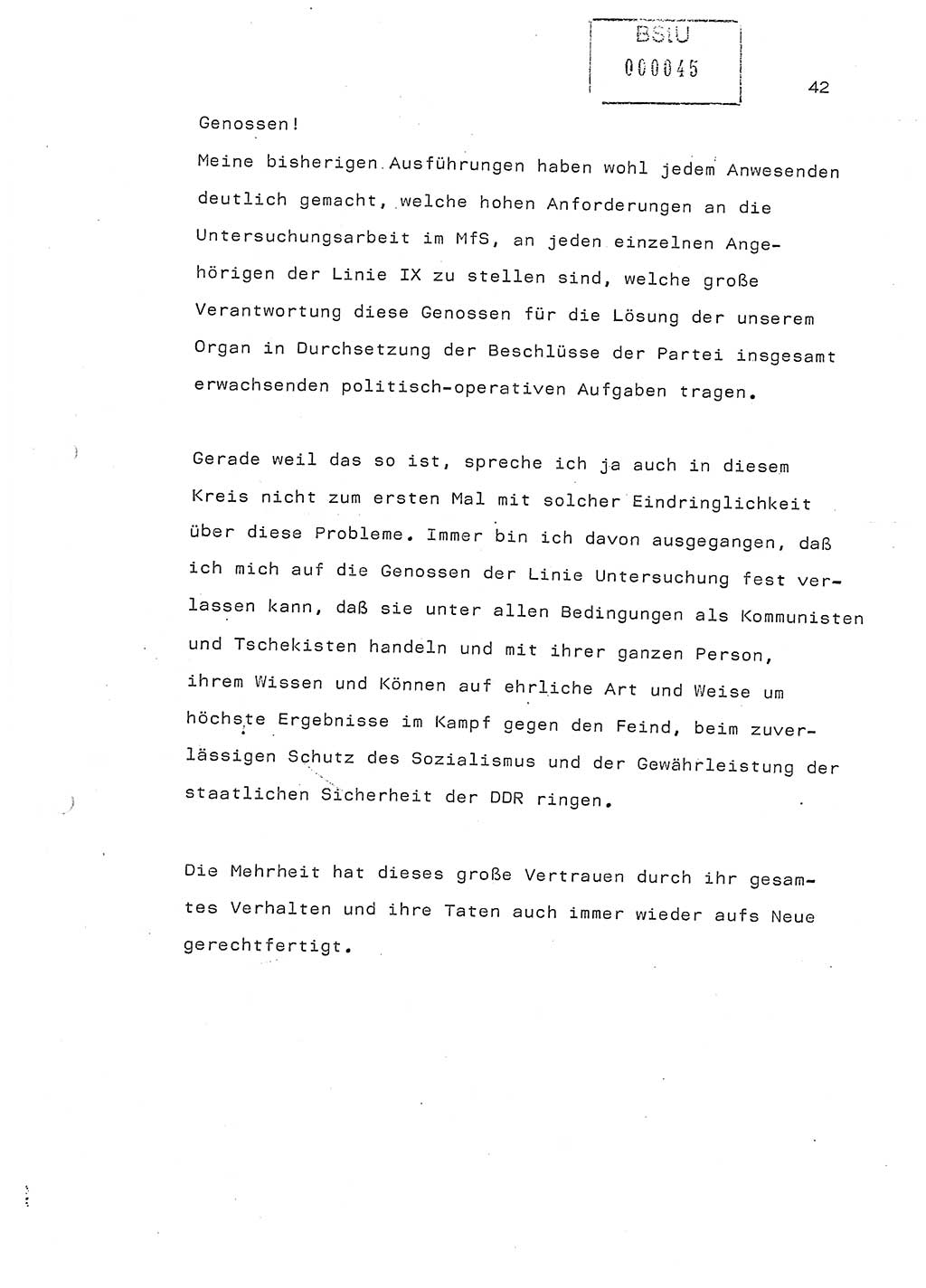 Referat (Generaloberst Erich Mielke) auf der Zentralen Dienstkonferenz am 24.5.1979 [Ministerium für Staatssicherheit (MfS), Deutsche Demokratische Republik (DDR), Der Minister], Berlin 1979, Seite 42 (Ref. DK DDR MfS Min. /79 1979, S. 42)