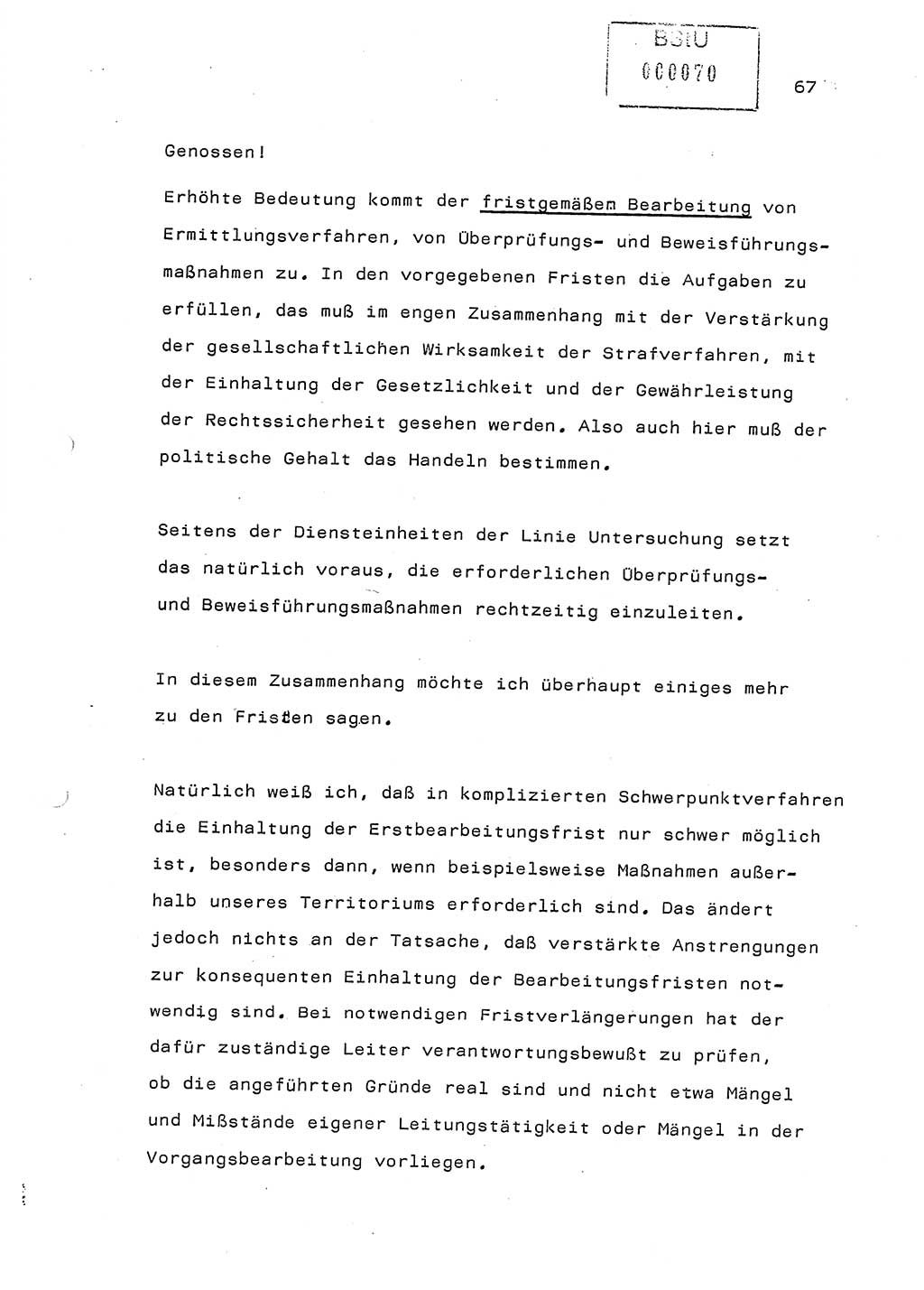 Referat (Generaloberst Erich Mielke) auf der Zentralen Dienstkonferenz am 24.5.1979 [Ministerium für Staatssicherheit (MfS), Deutsche Demokratische Republik (DDR), Der Minister], Berlin 1979, Seite 67 (Ref. DK DDR MfS Min. /79 1979, S. 67)