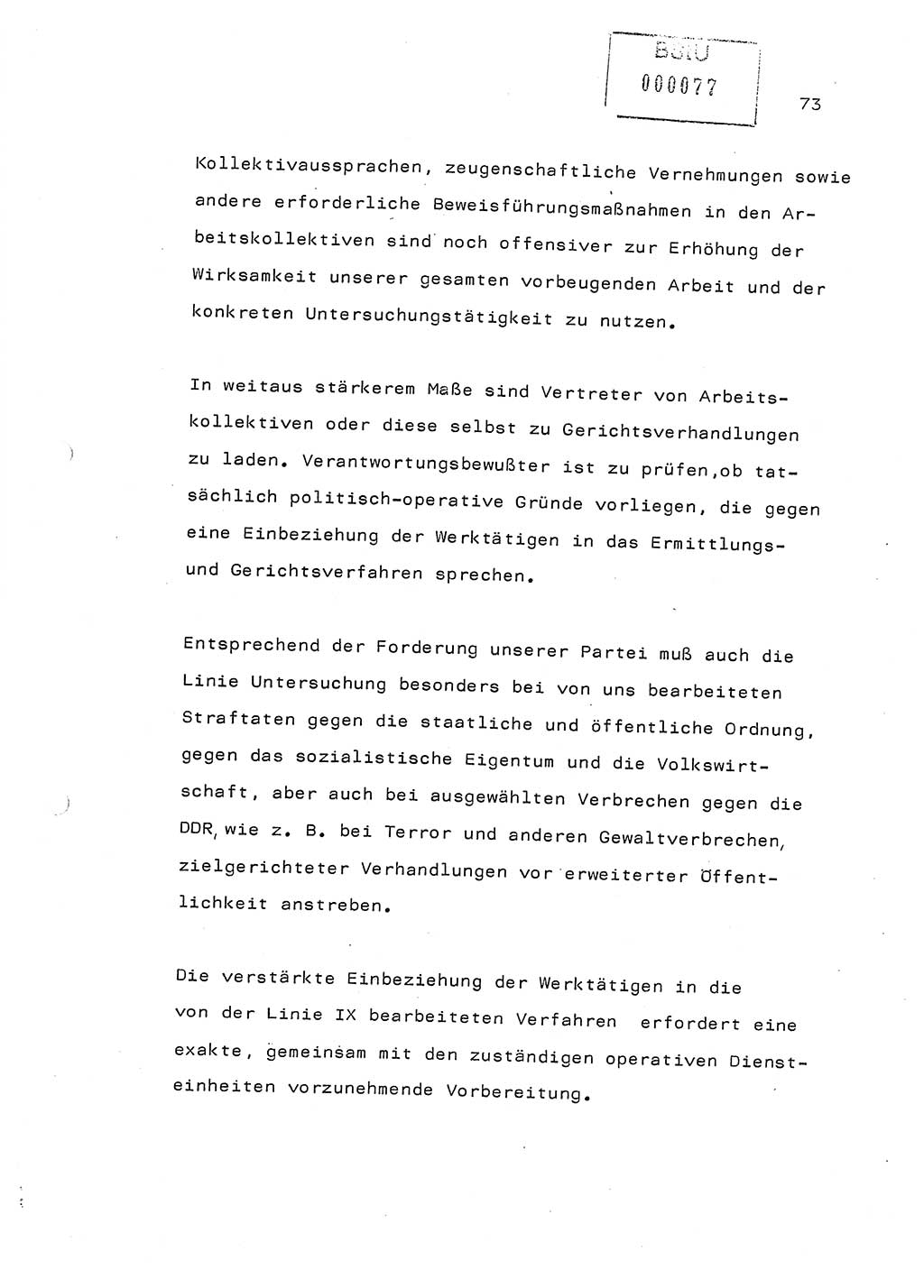 Referat (Generaloberst Erich Mielke) auf der Zentralen Dienstkonferenz am 24.5.1979 [Ministerium für Staatssicherheit (MfS), Deutsche Demokratische Republik (DDR), Der Minister], Berlin 1979, Seite 73 (Ref. DK DDR MfS Min. /79 1979, S. 73)