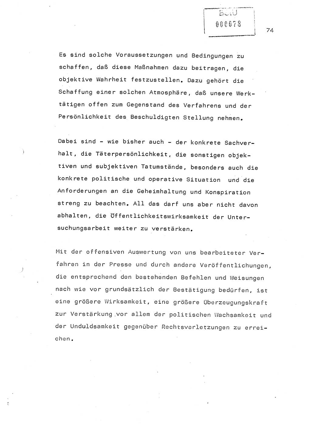 Referat (Generaloberst Erich Mielke) auf der Zentralen Dienstkonferenz am 24.5.1979 [Ministerium für Staatssicherheit (MfS), Deutsche Demokratische Republik (DDR), Der Minister], Berlin 1979, Seite 74 (Ref. DK DDR MfS Min. /79 1979, S. 74)