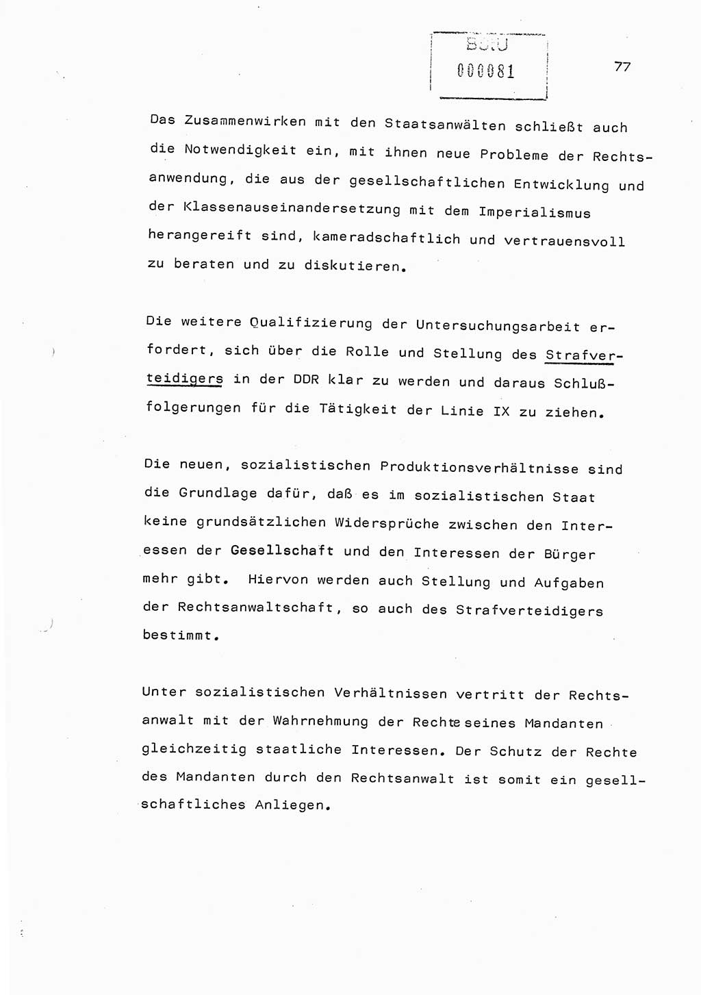 Referat (Generaloberst Erich Mielke) auf der Zentralen Dienstkonferenz am 24.5.1979 [Ministerium fÃ¼r Staatssicherheit (MfS), Deutsche Demokratische Republik (DDR), Der Minister], Berlin 1979, Seite 77 (Ref. DK DDR MfS Min. /79 1979, S. 77)