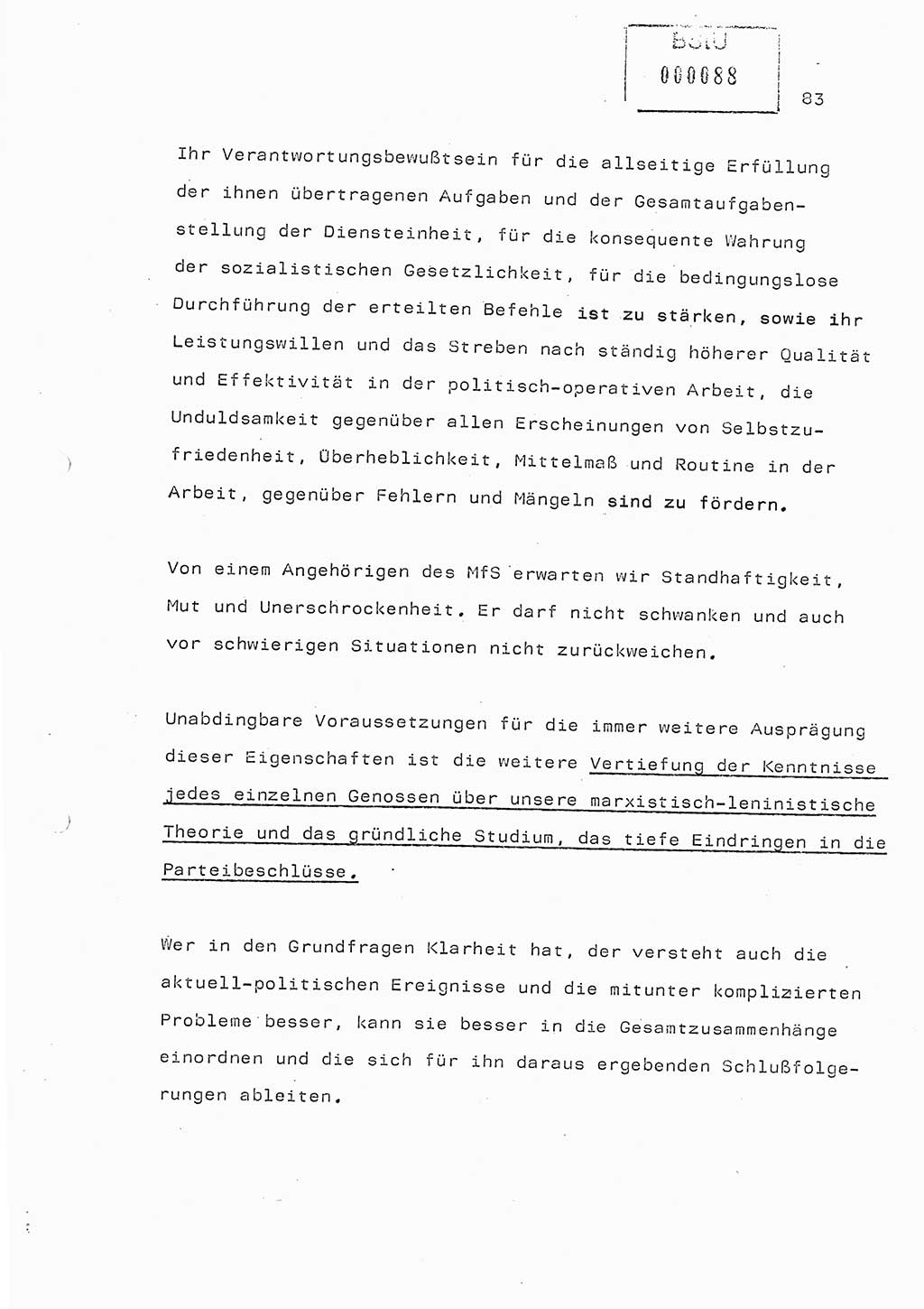 Referat (Generaloberst Erich Mielke) auf der Zentralen Dienstkonferenz am 24.5.1979 [Ministerium für Staatssicherheit (MfS), Deutsche Demokratische Republik (DDR), Der Minister], Berlin 1979, Seite 83 (Ref. DK DDR MfS Min. /79 1979, S. 83)