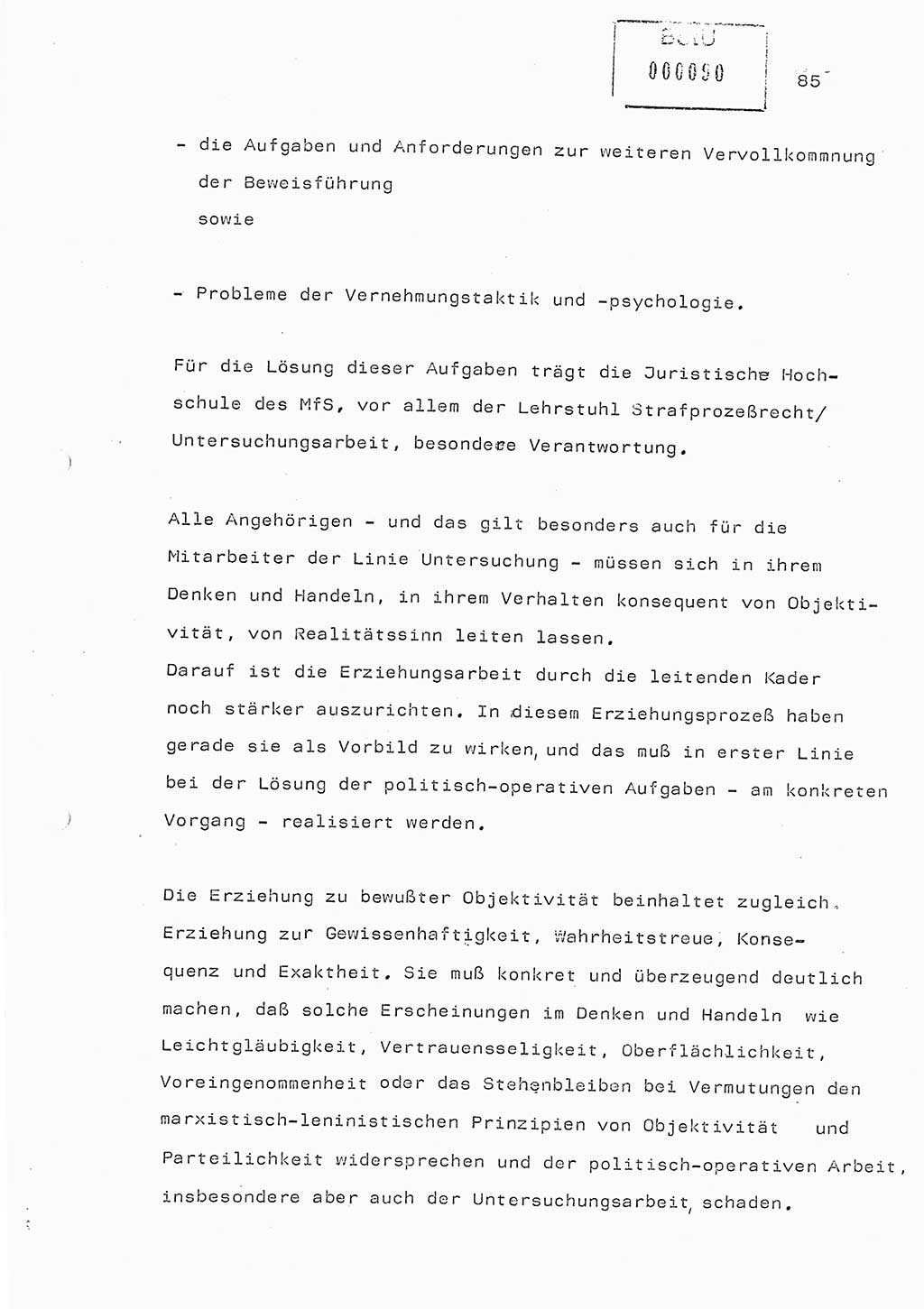 Referat (Generaloberst Erich Mielke) auf der Zentralen Dienstkonferenz am 24.5.1979 [Ministerium für Staatssicherheit (MfS), Deutsche Demokratische Republik (DDR), Der Minister], Berlin 1979, Seite 85 (Ref. DK DDR MfS Min. /79 1979, S. 85)