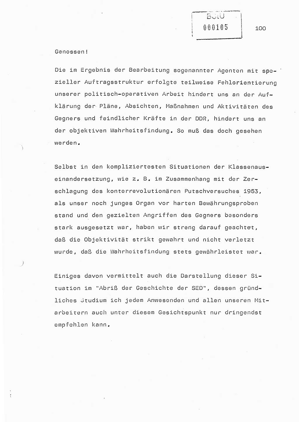 Referat (Generaloberst Erich Mielke) auf der Zentralen Dienstkonferenz am 24.5.1979 [Ministerium für Staatssicherheit (MfS), Deutsche Demokratische Republik (DDR), Der Minister], Berlin 1979, Seite 100 (Ref. DK DDR MfS Min. /79 1979, S. 100)