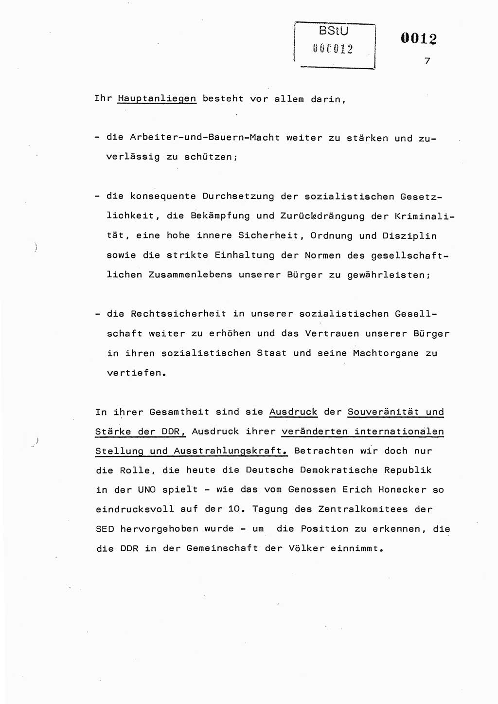 Referat des Genossen Minister (Generaloberst Erich Mielke) am 2. Beratungstag der zentralen Dienstkonferenz am 5.-6.7.1979, Zum 3. Strafrechtsänderungsgesetz sowie zu den Änderungen des Paß- und Ausländerrechts bzw. zoll- und devisenrechtlicher Bestimmungen der DDR [Ministerium für Staatssicherheit (MfS), Deutsche Demokratische Republik (DDR), Der Minister], Berlin 1979, Seite 7 (Ref. DK 2. Ber.-Tg. DDR MfS Min. /79 1979, S. 7)