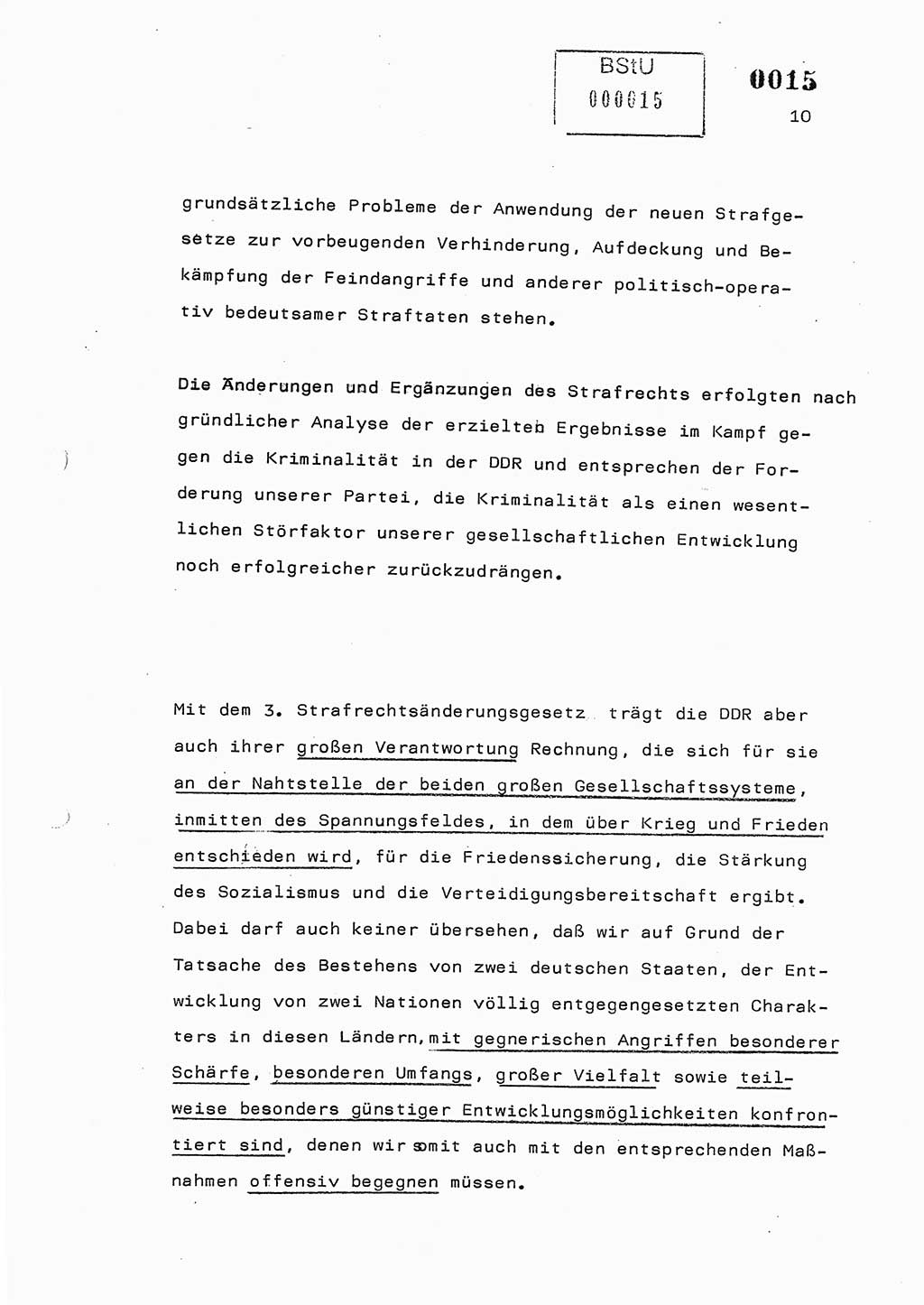 Referat des Genossen Minister (Generaloberst Erich Mielke) am 2. Beratungstag der zentralen Dienstkonferenz am 5.-6.7.1979, Zum 3. Strafrechtsänderungsgesetz sowie zu den Änderungen des Paß- und Ausländerrechts bzw. zoll- und devisenrechtlicher Bestimmungen der DDR [Ministerium für Staatssicherheit (MfS), Deutsche Demokratische Republik (DDR), Der Minister], Berlin 1979, Seite 10 (Ref. DK 2. Ber.-Tg. DDR MfS Min. /79 1979, S. 10)