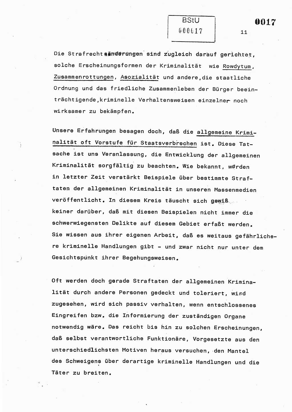 Referat des Genossen Minister (Generaloberst Erich Mielke) am 2. Beratungstag der zentralen Dienstkonferenz am 5.-6.7.1979, Zum 3. Strafrechtsänderungsgesetz sowie zu den Änderungen des Paß- und Ausländerrechts bzw. zoll- und devisenrechtlicher Bestimmungen der DDR [Ministerium für Staatssicherheit (MfS), Deutsche Demokratische Republik (DDR), Der Minister], Berlin 1979, Seite 11 (Ref. DK 2. Ber.-Tg. DDR MfS Min. /79 1979, S. 11)