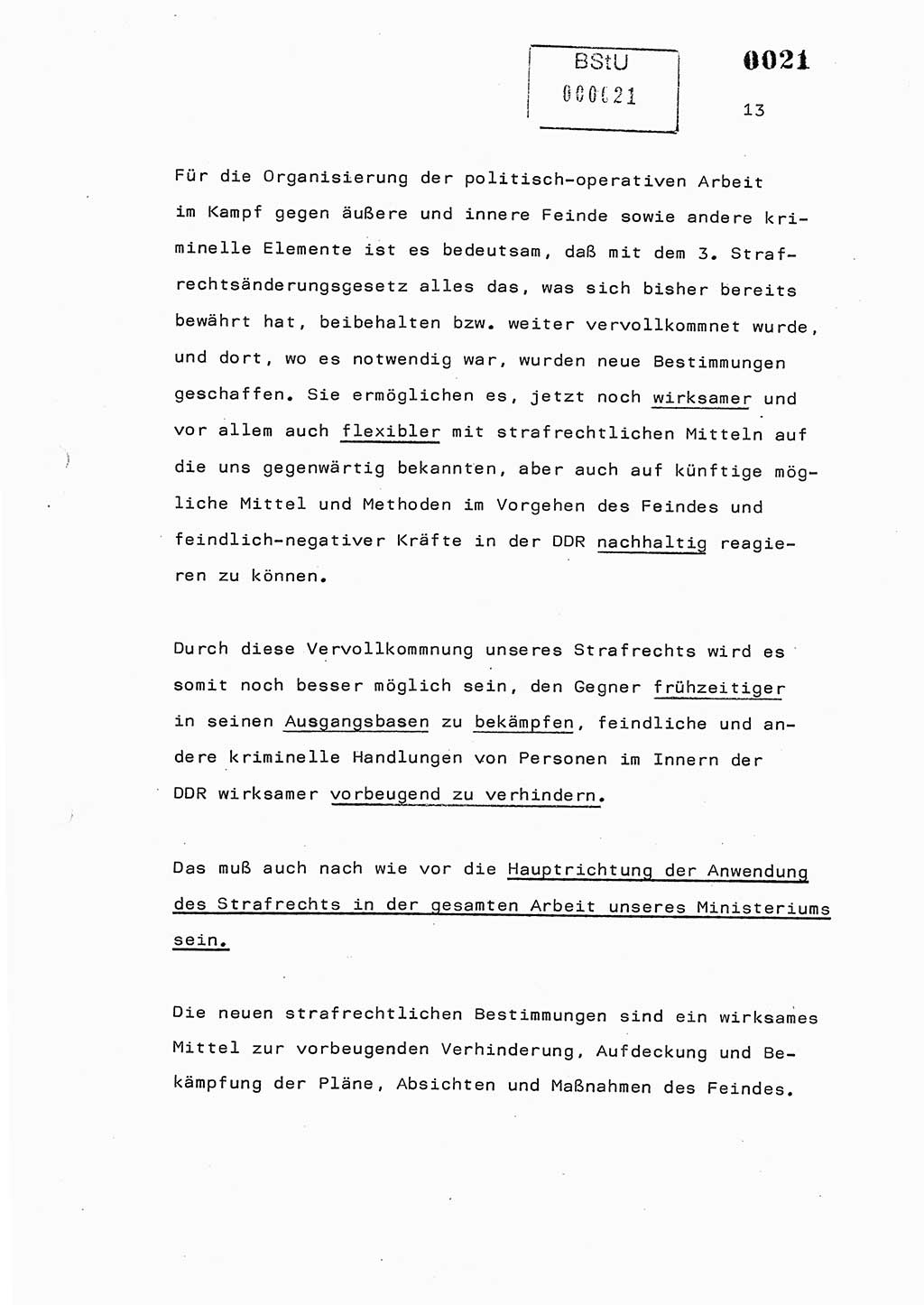 Referat des Genossen Minister (Generaloberst Erich Mielke) am 2. Beratungstag der zentralen Dienstkonferenz am 5.-6.7.1979, Zum 3. Strafrechtsänderungsgesetz sowie zu den Änderungen des Paß- und Ausländerrechts bzw. zoll- und devisenrechtlicher Bestimmungen der DDR [Ministerium für Staatssicherheit (MfS), Deutsche Demokratische Republik (DDR), Der Minister], Berlin 1979, Seite 13 (Ref. DK 2. Ber.-Tg. DDR MfS Min. /79 1979, S. 13)