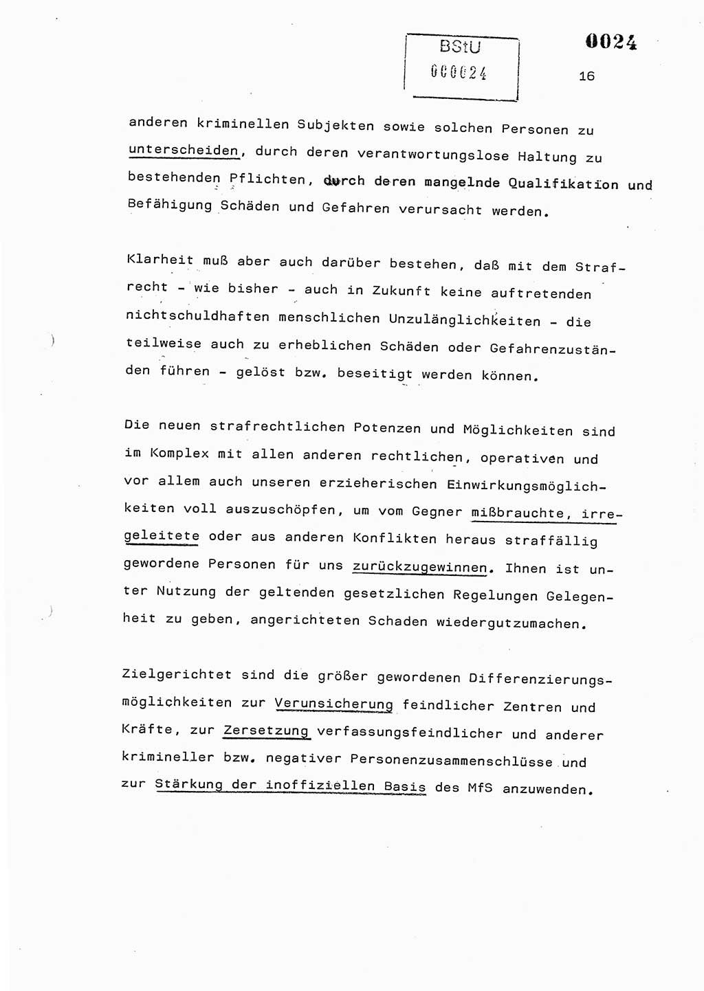 Referat des Genossen Minister (Generaloberst Erich Mielke) am 2. Beratungstag der zentralen Dienstkonferenz am 5.-6.7.1979, Zum 3. Strafrechtsänderungsgesetz sowie zu den Änderungen des Paß- und Ausländerrechts bzw. zoll- und devisenrechtlicher Bestimmungen der DDR [Ministerium für Staatssicherheit (MfS), Deutsche Demokratische Republik (DDR), Der Minister], Berlin 1979, Seite 16 (Ref. DK 2. Ber.-Tg. DDR MfS Min. /79 1979, S. 16)