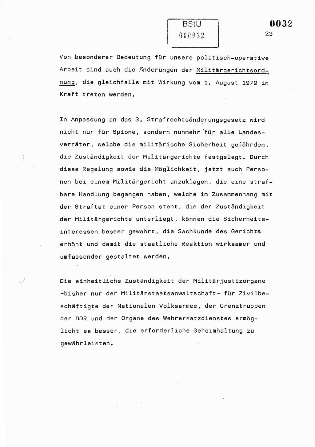 Referat des Genossen Minister (Generaloberst Erich Mielke) am 2. Beratungstag der zentralen Dienstkonferenz am 5.-6.7.1979, Zum 3. Strafrechtsänderungsgesetz sowie zu den Änderungen des Paß- und Ausländerrechts bzw. zoll- und devisenrechtlicher Bestimmungen der DDR [Ministerium für Staatssicherheit (MfS), Deutsche Demokratische Republik (DDR), Der Minister], Berlin 1979, Seite 23 (Ref. DK 2. Ber.-Tg. DDR MfS Min. /79 1979, S. 23)