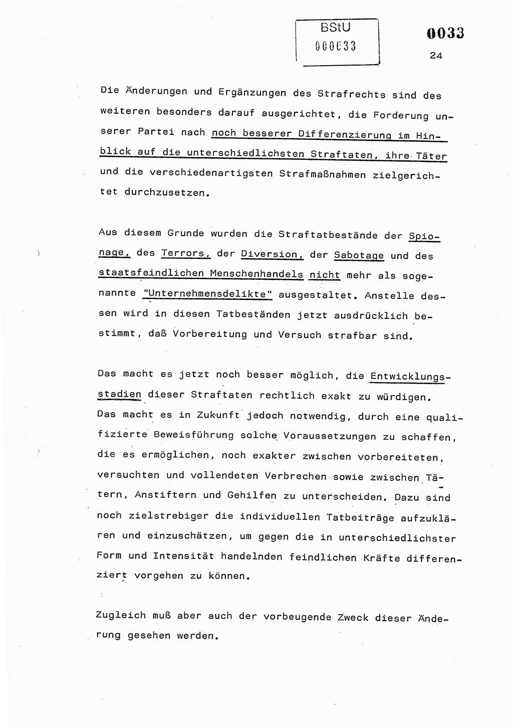 Referat des Genossen Minister (Generaloberst Erich Mielke) am 2. Beratungstag der zentralen Dienstkonferenz am 5.-6.7.1979, Zum 3. Strafrechtsänderungsgesetz sowie zu den Änderungen des Paß- und Ausländerrechts bzw. zoll- und devisenrechtlicher Bestimmungen der DDR [Ministerium für Staatssicherheit (MfS), Deutsche Demokratische Republik (DDR), Der Minister], Berlin 1979, Seite 24 (Ref. DK 2. Ber.-Tg. DDR MfS Min. /79 1979, S. 24)