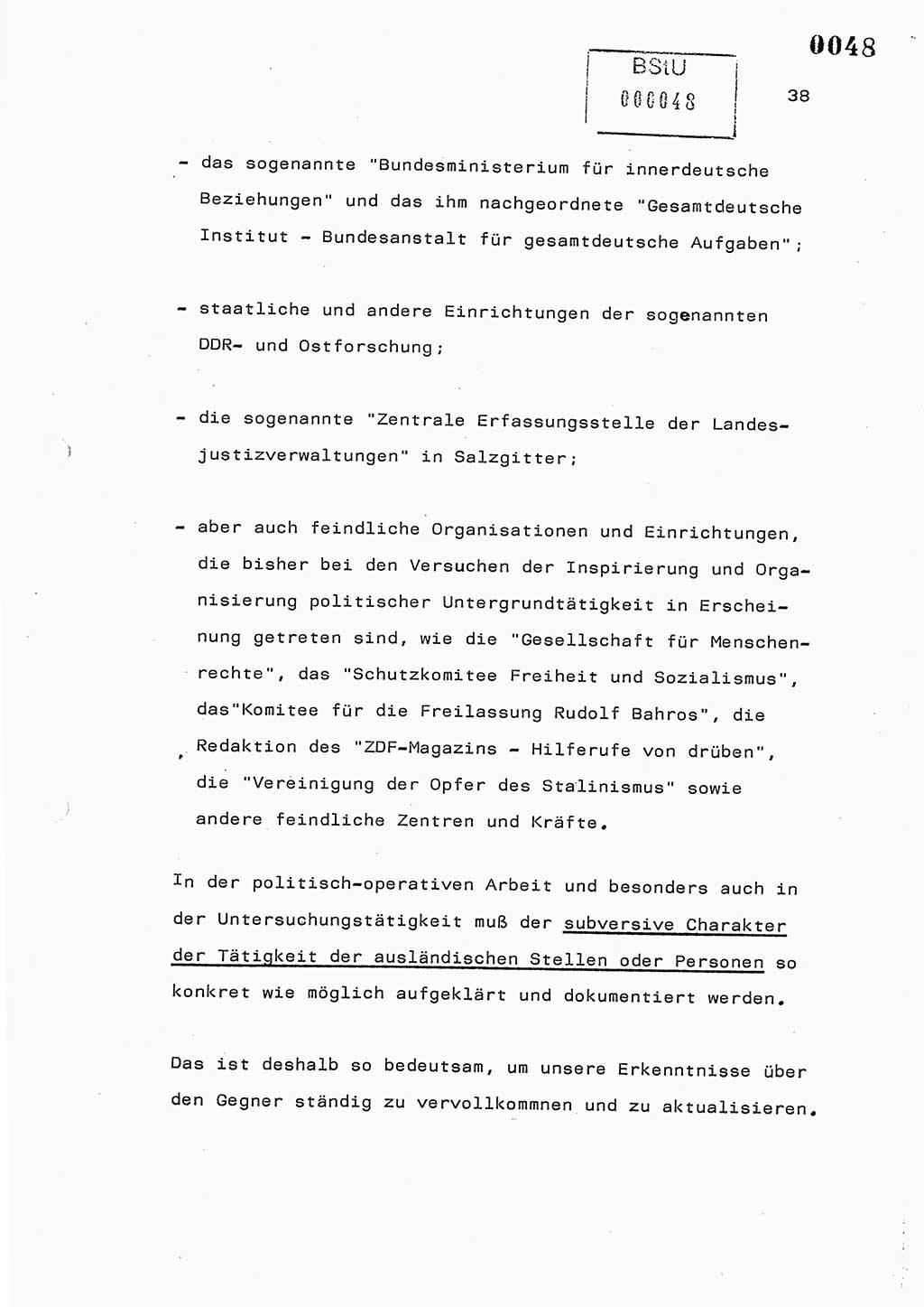 Referat des Genossen Minister (Generaloberst Erich Mielke) am 2. Beratungstag der zentralen Dienstkonferenz am 5.-6.7.1979, Zum 3. Strafrechtsänderungsgesetz sowie zu den Änderungen des Paß- und Ausländerrechts bzw. zoll- und devisenrechtlicher Bestimmungen der DDR [Ministerium für Staatssicherheit (MfS), Deutsche Demokratische Republik (DDR), Der Minister], Berlin 1979, Seite 38 (Ref. DK 2. Ber.-Tg. DDR MfS Min. /79 1979, S. 38)