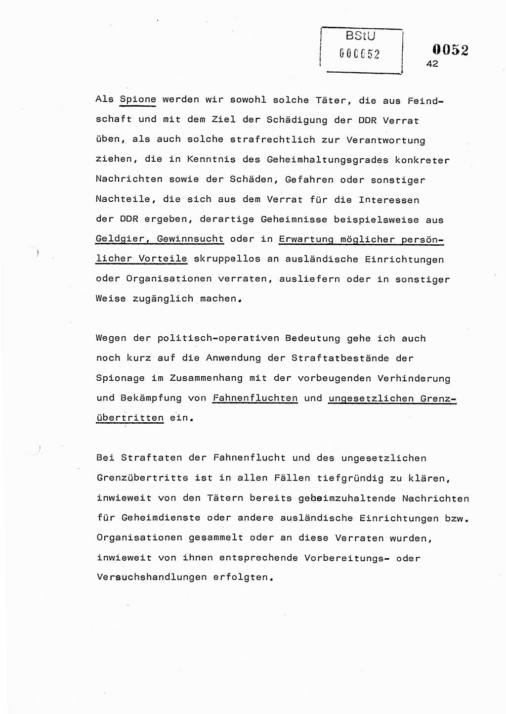 Referat des Genossen Minister (Generaloberst Erich Mielke) am 2. Beratungstag der zentralen Dienstkonferenz am 5.-6.7.1979, Zum 3. Strafrechtsänderungsgesetz sowie zu den Änderungen des Paß- und Ausländerrechts bzw. zoll- und devisenrechtlicher Bestimmungen der DDR [Ministerium für Staatssicherheit (MfS), Deutsche Demokratische Republik (DDR), Der Minister], Berlin 1979, Seite 42 (Ref. DK 2. Ber.-Tg. DDR MfS Min. /79 1979, S. 42)