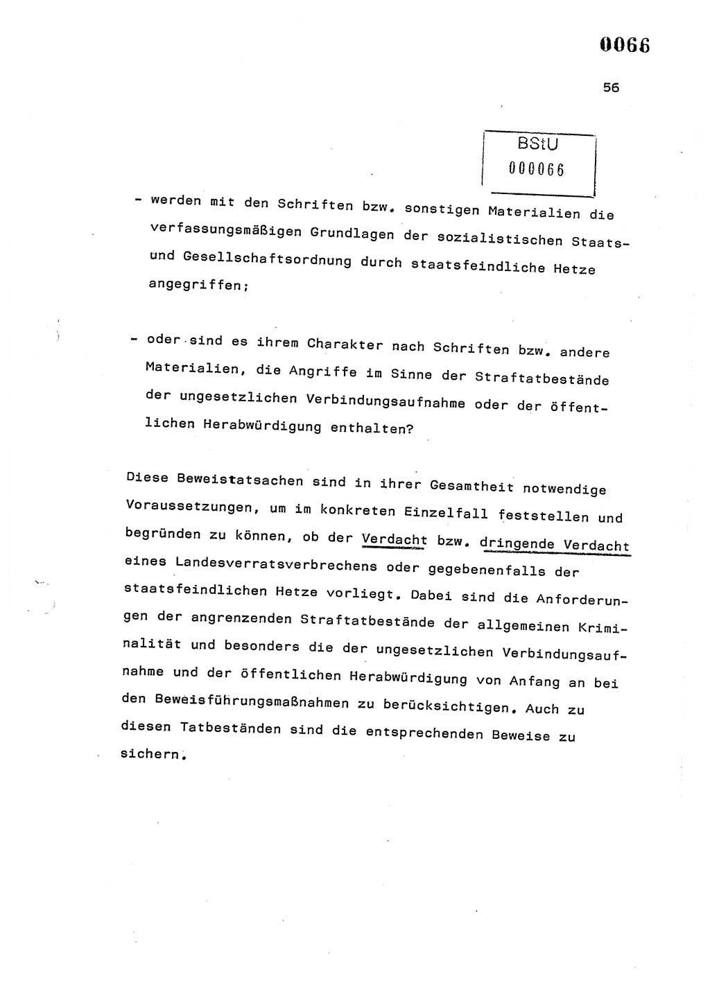 Referat des Genossen Minister (Generaloberst Erich Mielke) am 2. Beratungstag der zentralen Dienstkonferenz am 5.-6.7.1979, Zum 3. Strafrechtsänderungsgesetz sowie zu den Änderungen des Paß- und Ausländerrechts bzw. zoll- und devisenrechtlicher Bestimmungen der DDR [Ministerium für Staatssicherheit (MfS), Deutsche Demokratische Republik (DDR), Der Minister], Berlin 1979, Seite 56 (Ref. DK 2. Ber.-Tg. DDR MfS Min. /79 1979, S. 56)